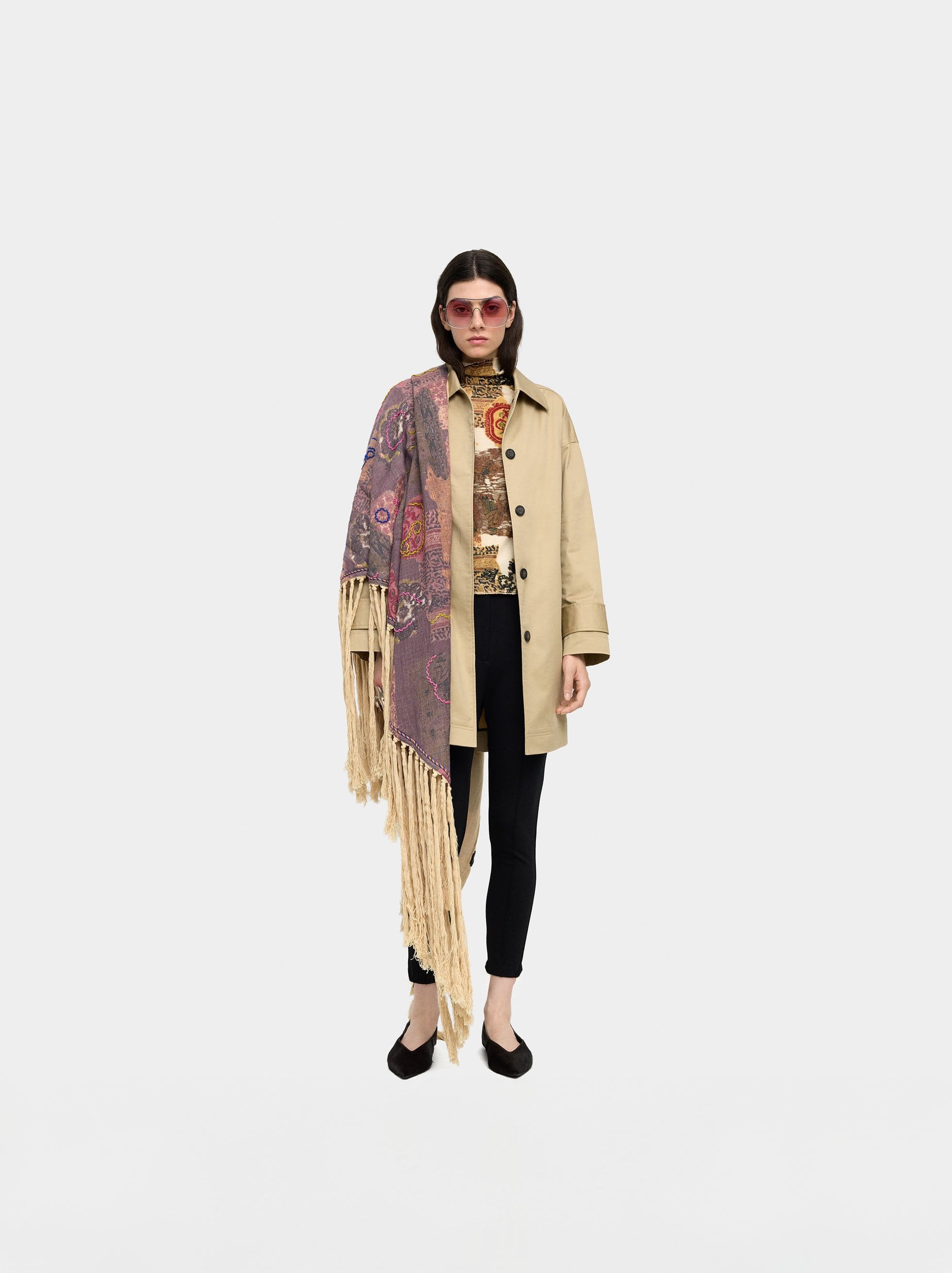 Trench Midi De Algodón Con Bolsillos