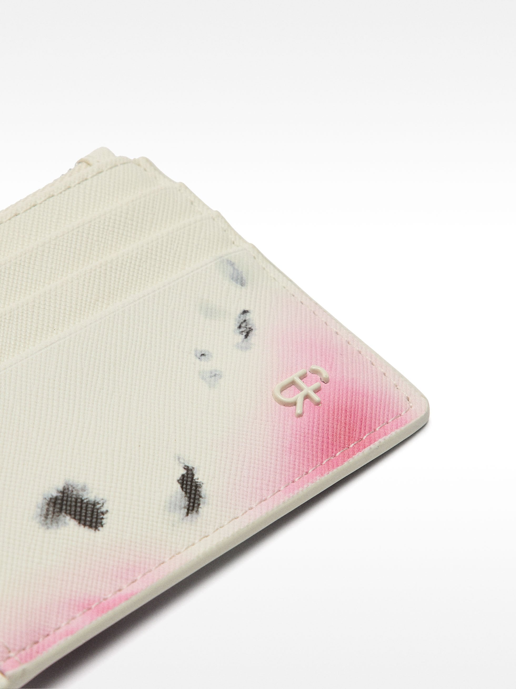 Tarjetero Con Llavero Efecto Acuarela