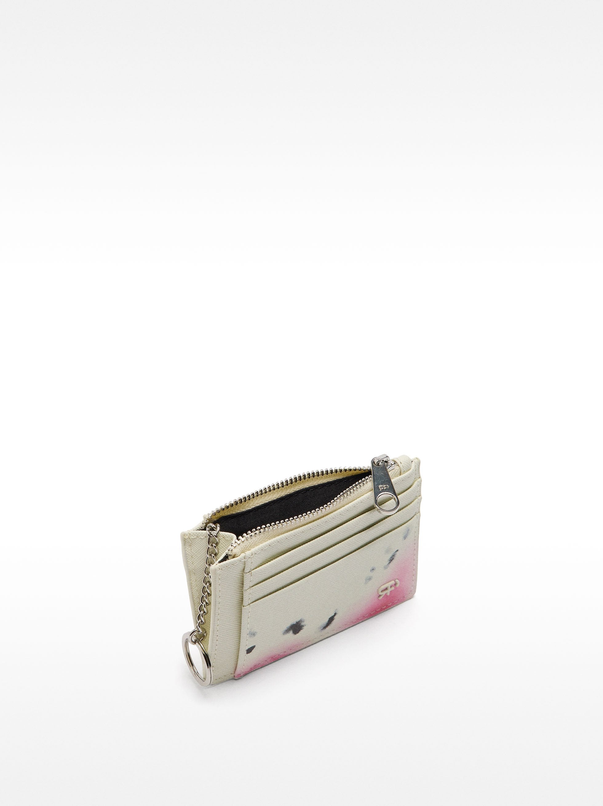 Tarjetero Con Llavero Efecto Acuarela