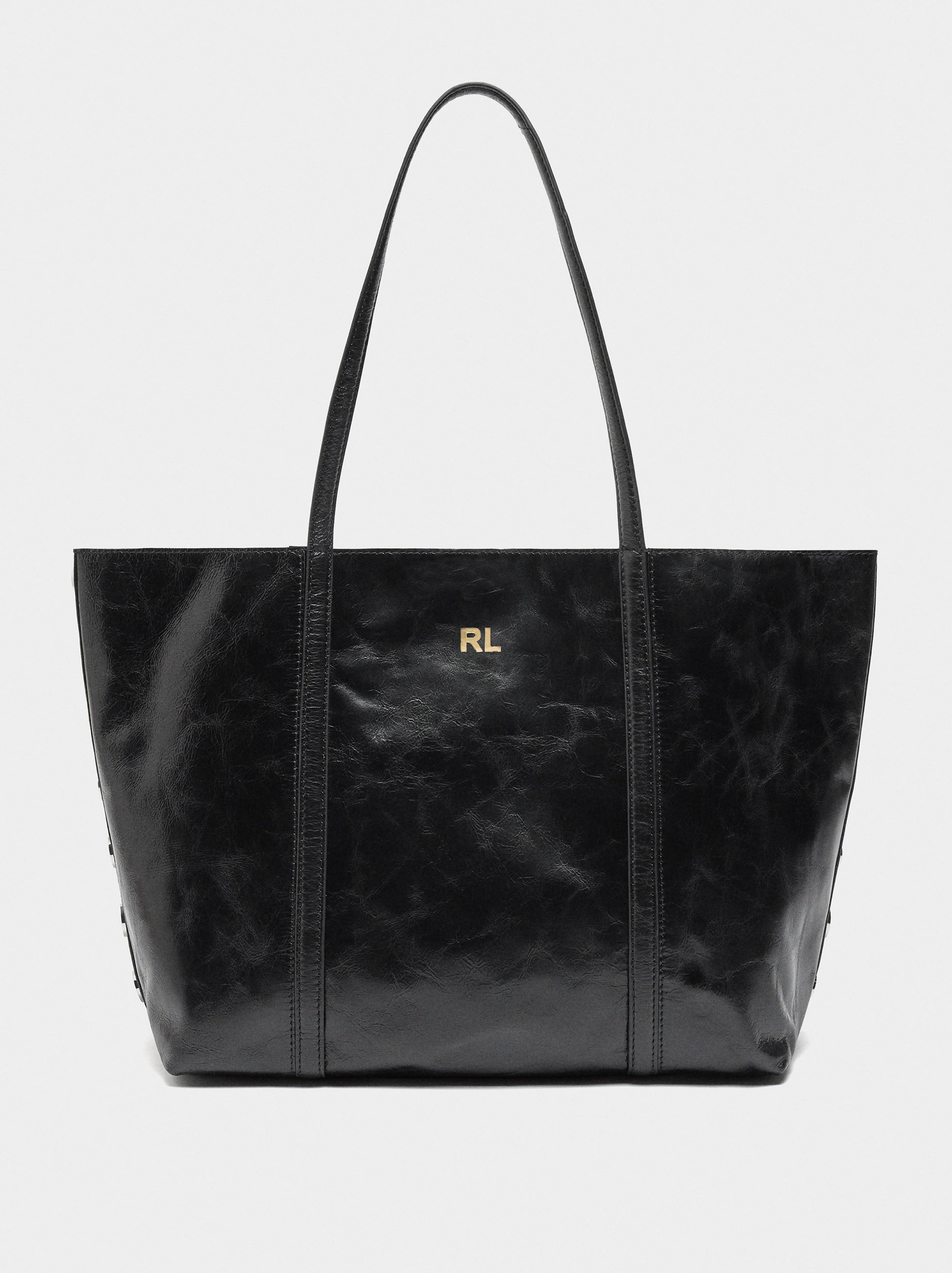 Bolso Shopper De Piel Con Tachuelas