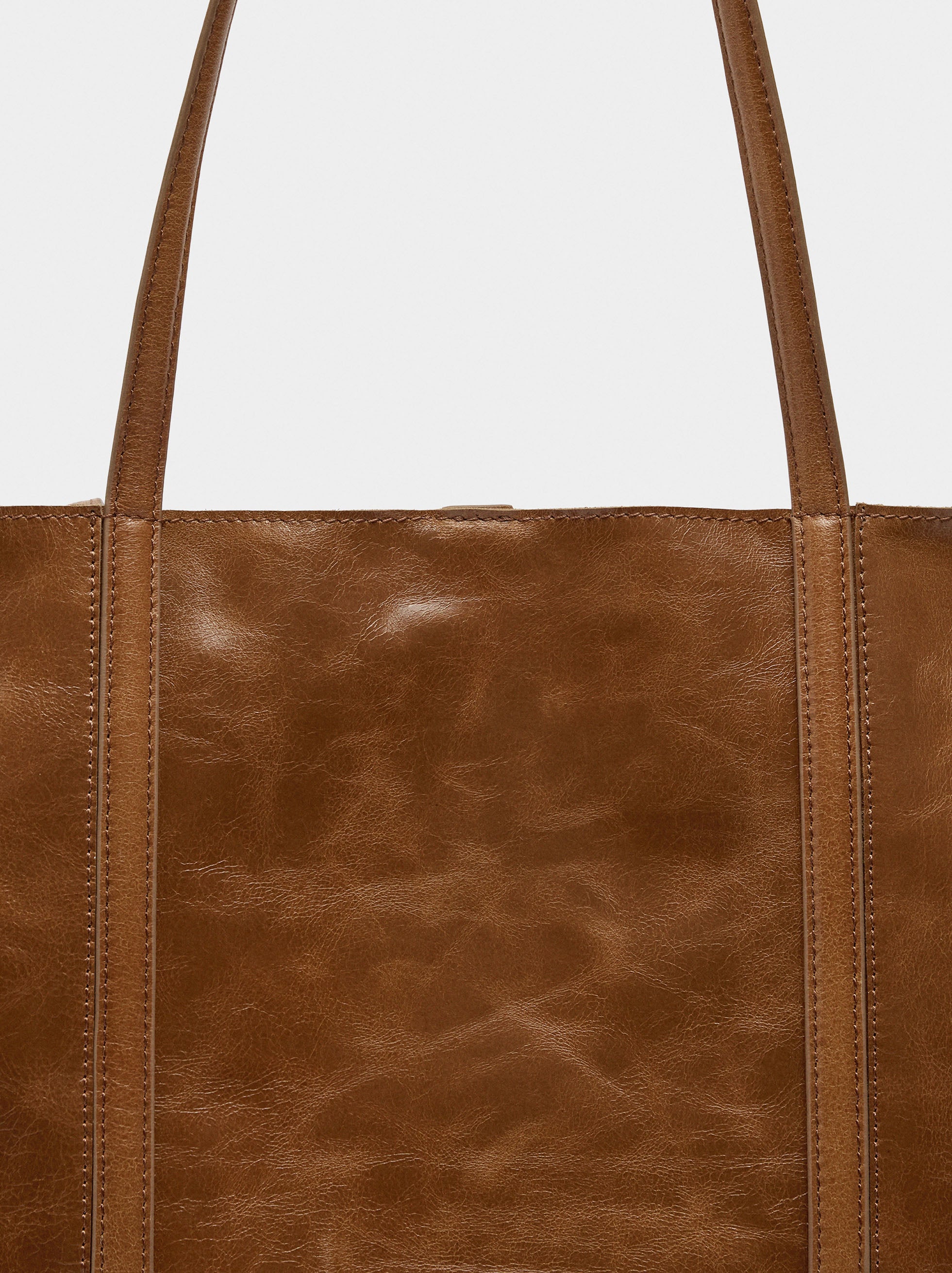 Bolso Shopper De Piel Con Tachuelas