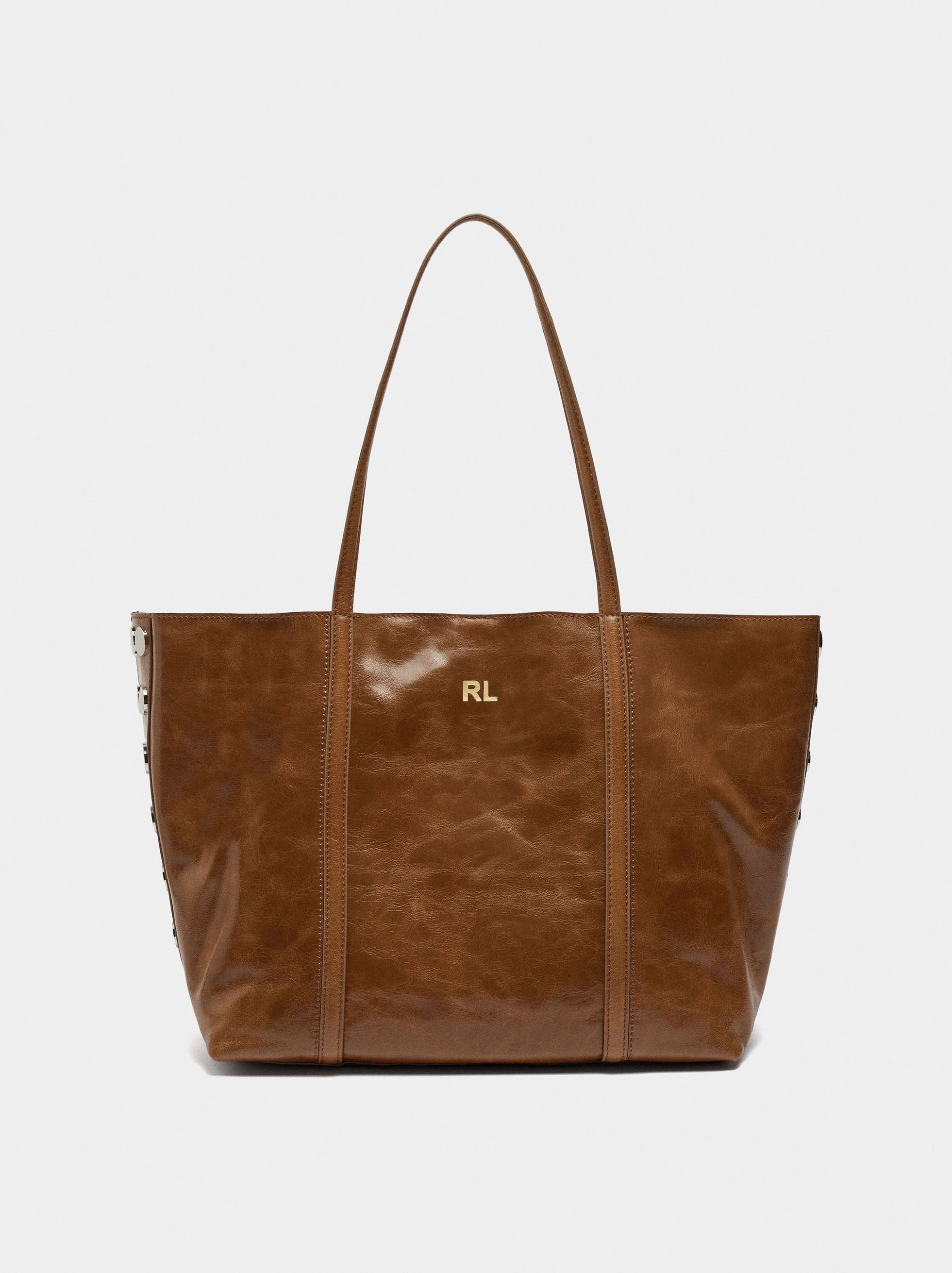 Bolso Shopper De Piel Con Tachuelas