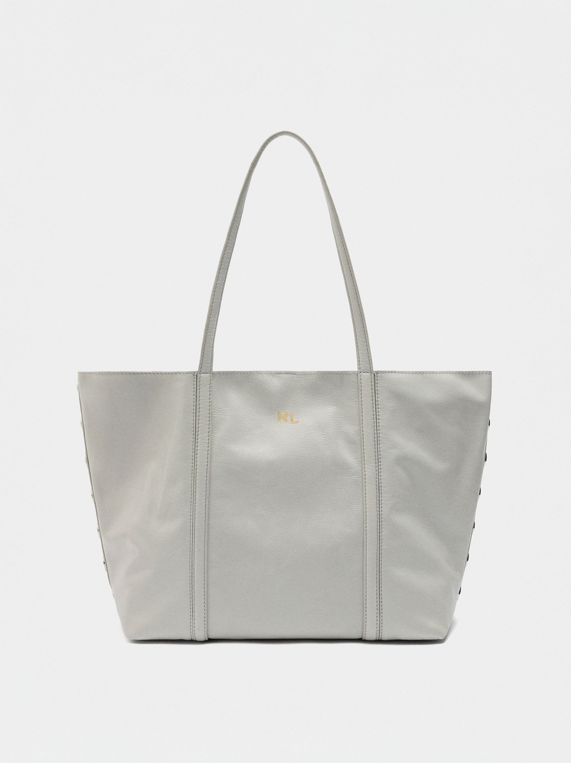 Bolso Shopper De Piel Con Tachuelas