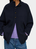 Poncho De Punto Con Cuello Alto