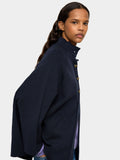 Poncho De Punto Con Cuello Alto