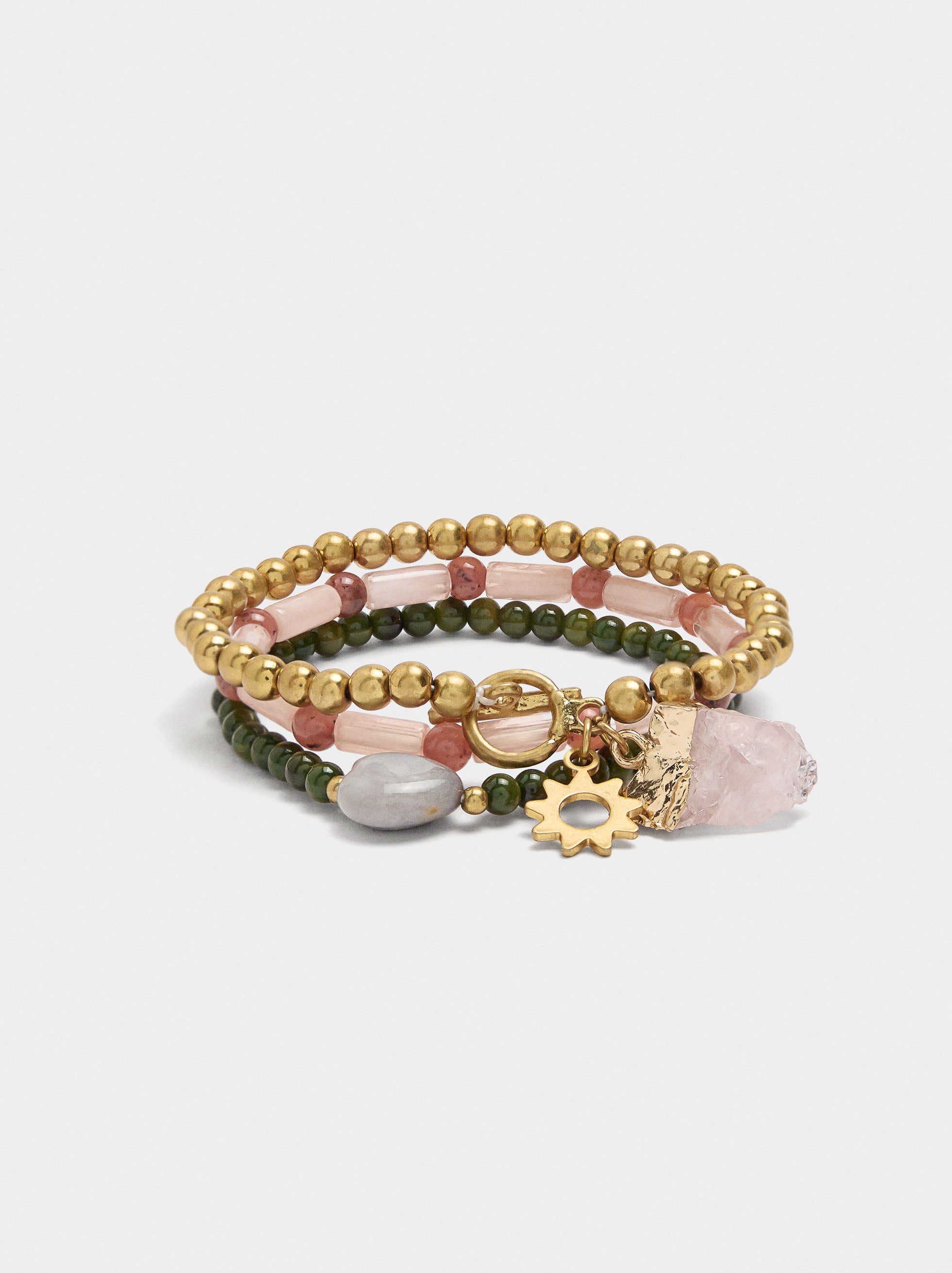 Set De Pulseras Elásticas Con Piedras