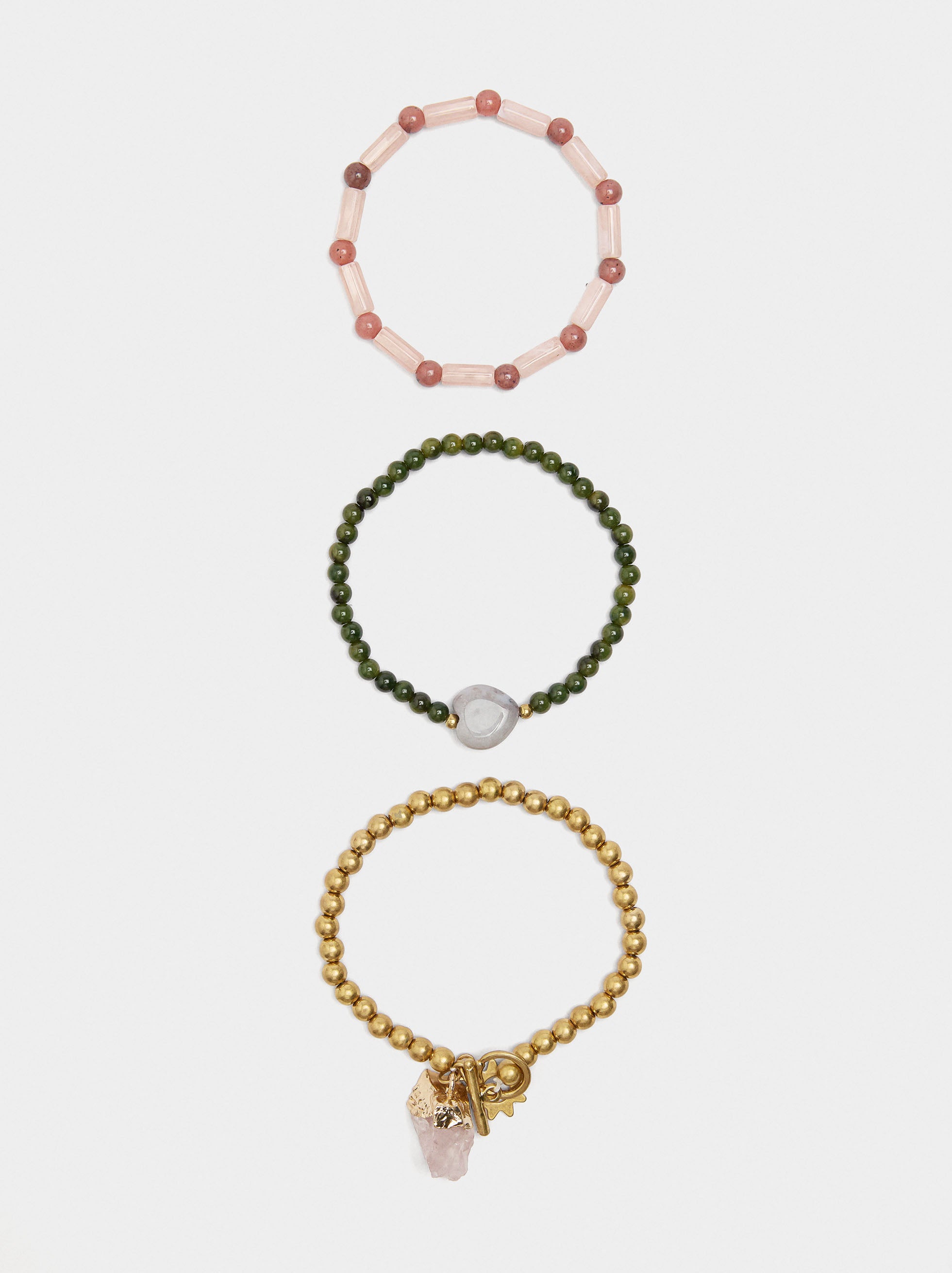 Set De Pulseras Elásticas Con Piedras