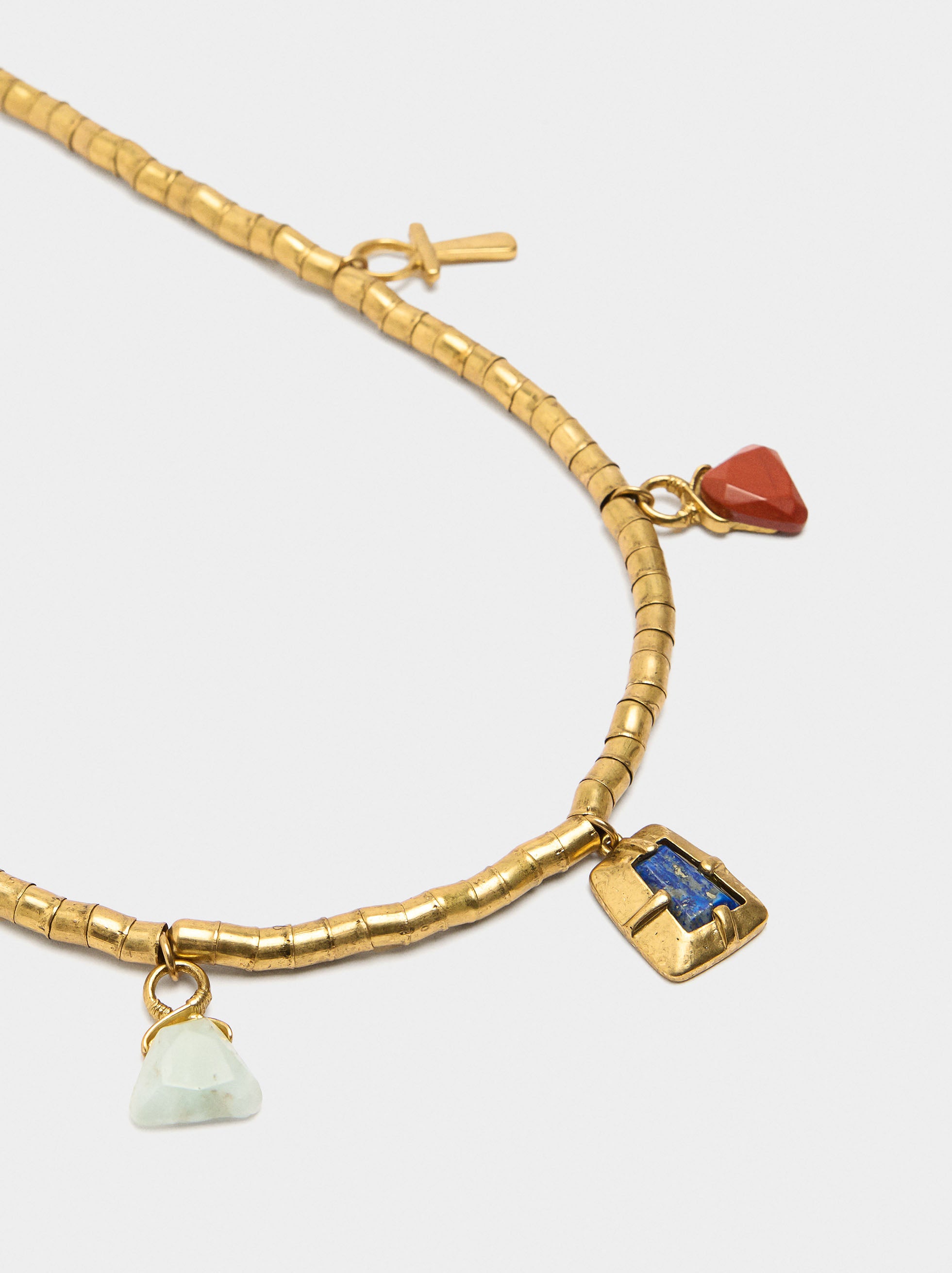 Collar Cadena De Cobra Con Colgantes De Piedra