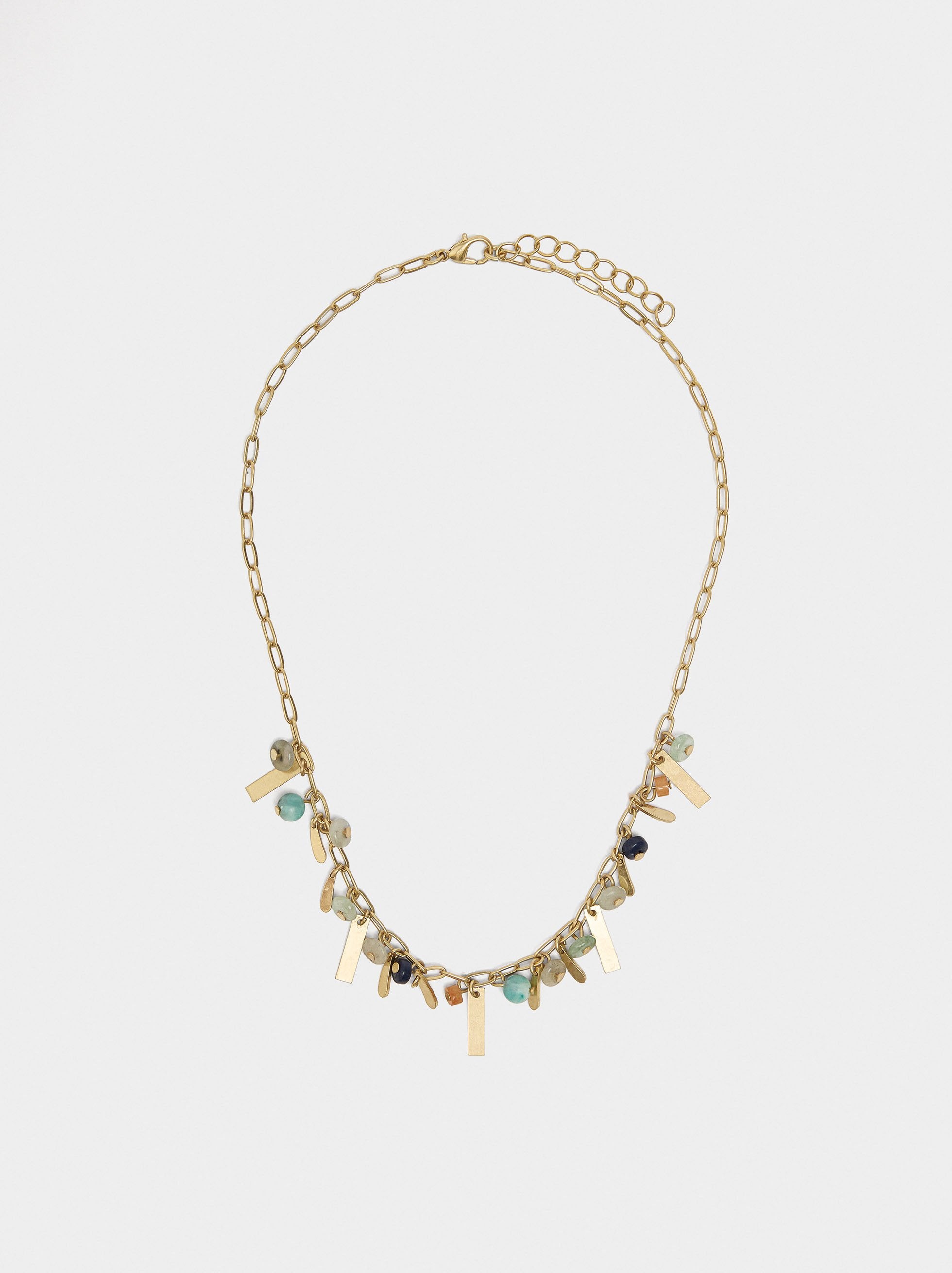 Collar De Eslabones Con Piedras Y Resina