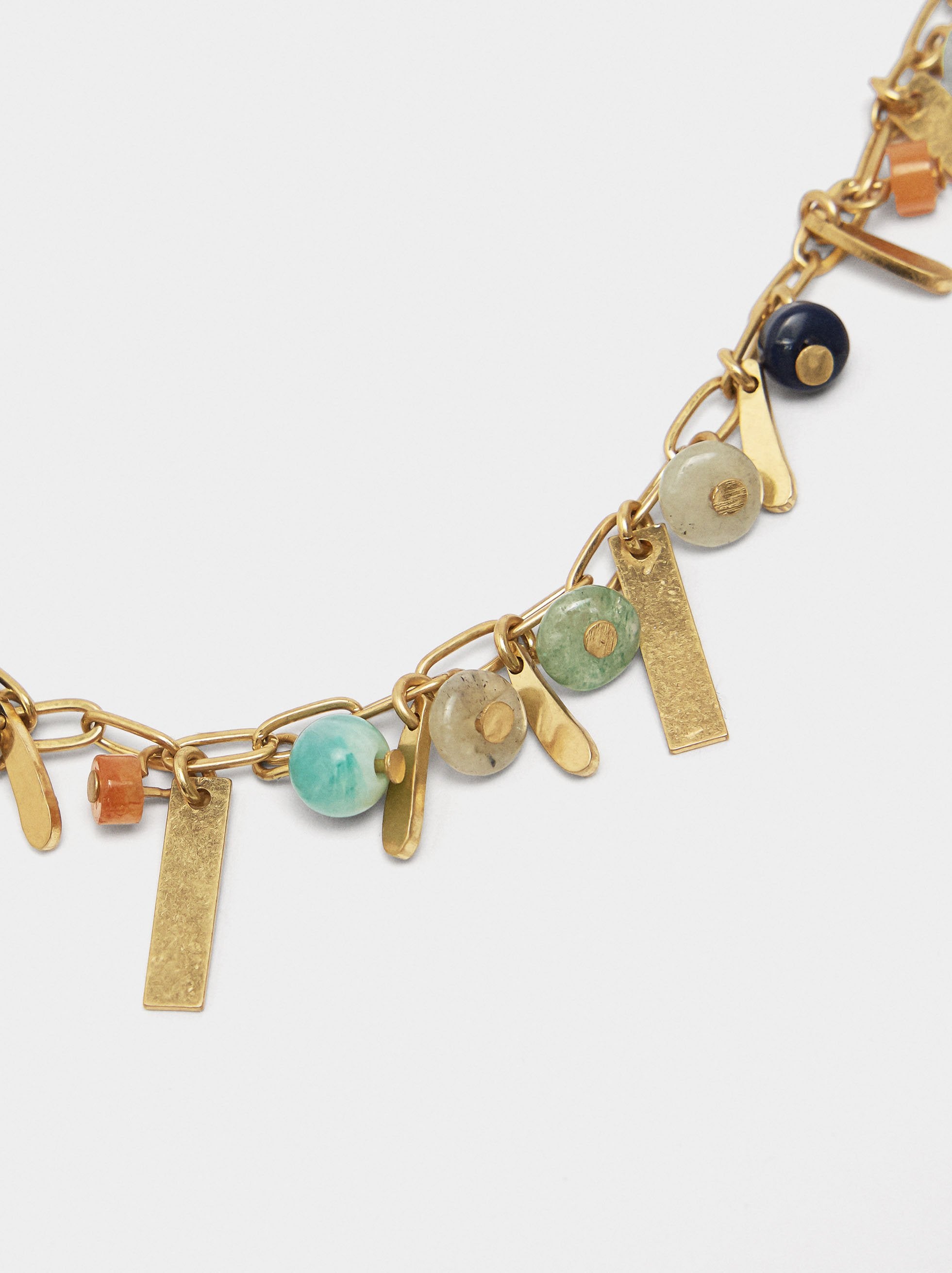 Collar De Eslabones Con Piedras Y Resina