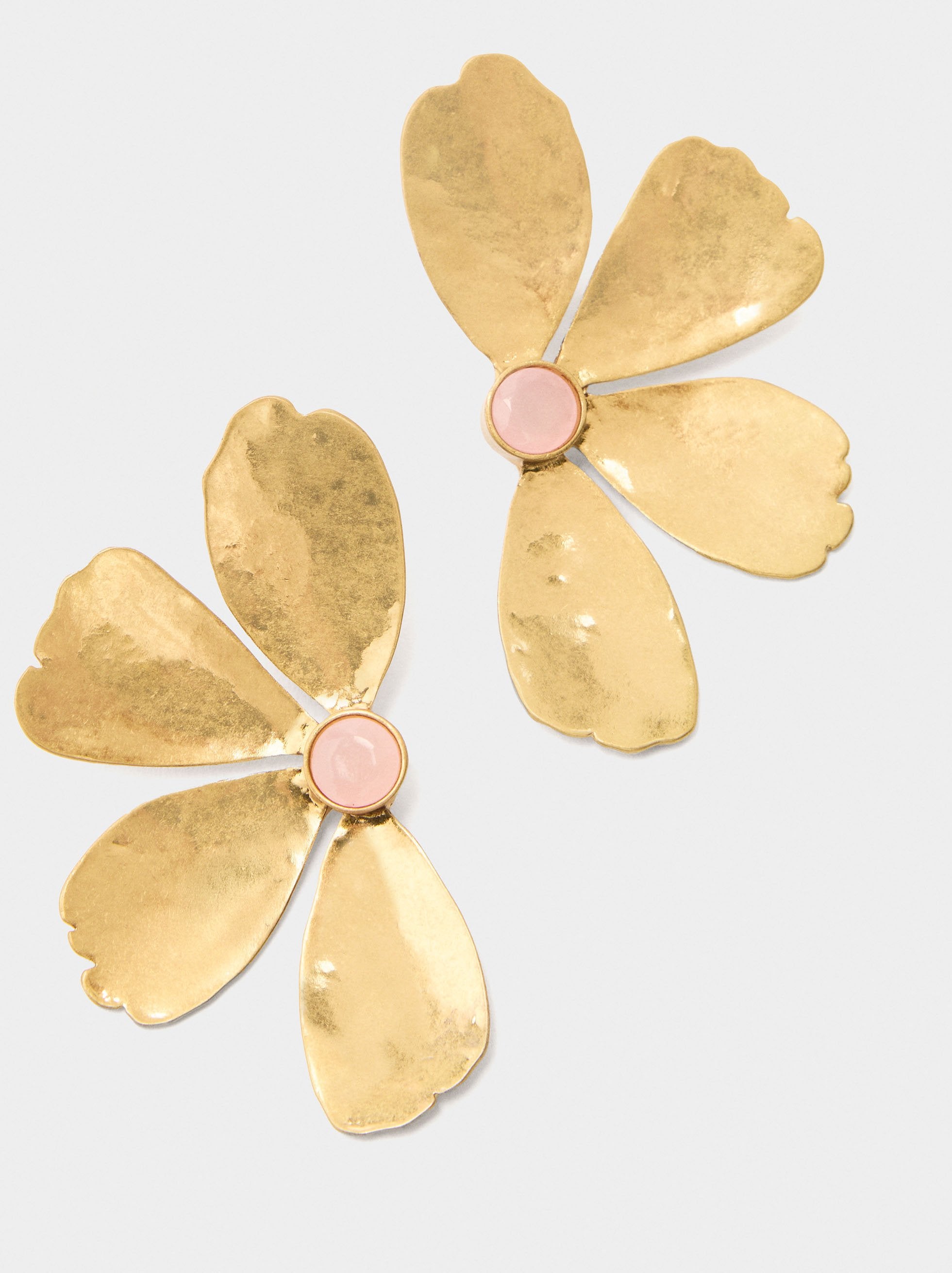 Pendientes Media Flor Con Piedra