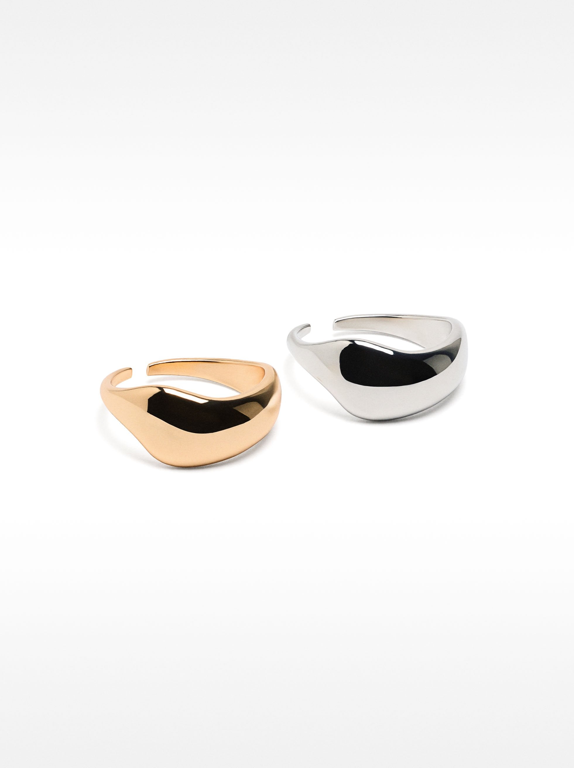 Set De Collar + Pendientes + Anillos Bicolor
