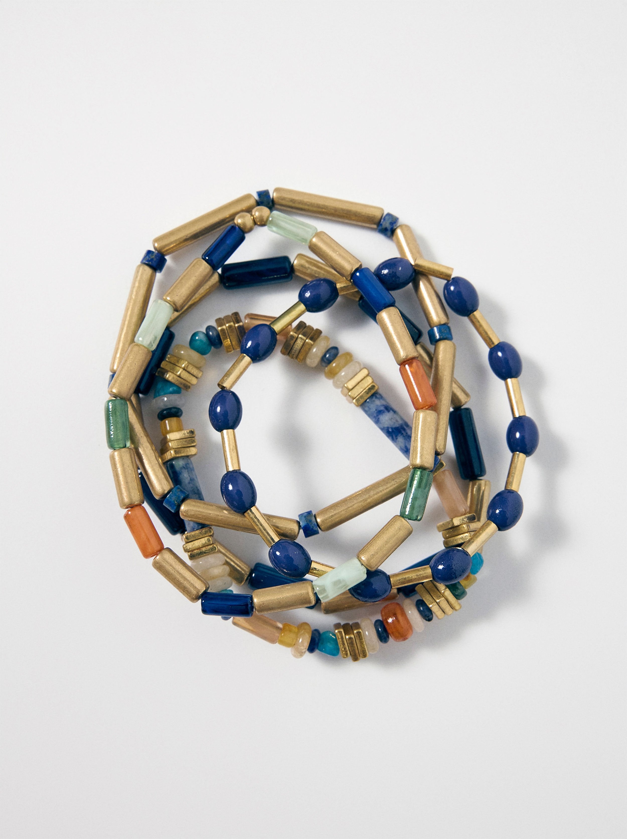 Set De Pulseras Elásticas Con Piedras