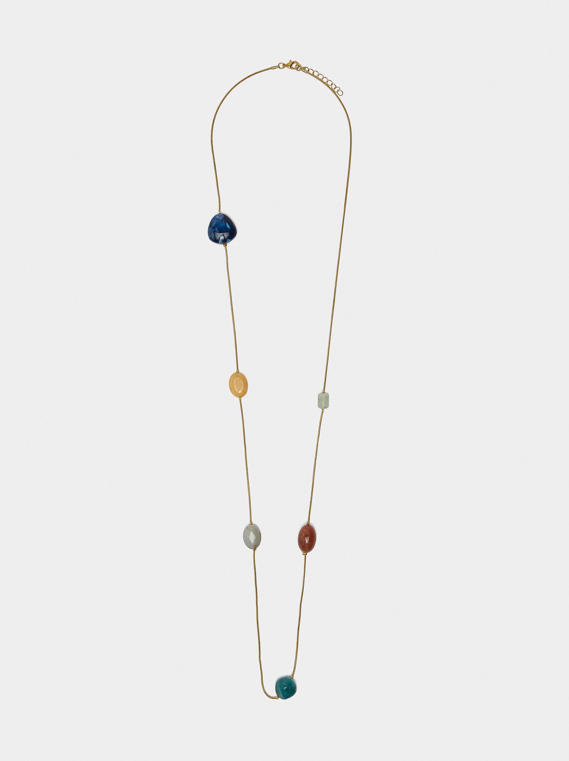 Collar Largo Con Piedra Y Resina