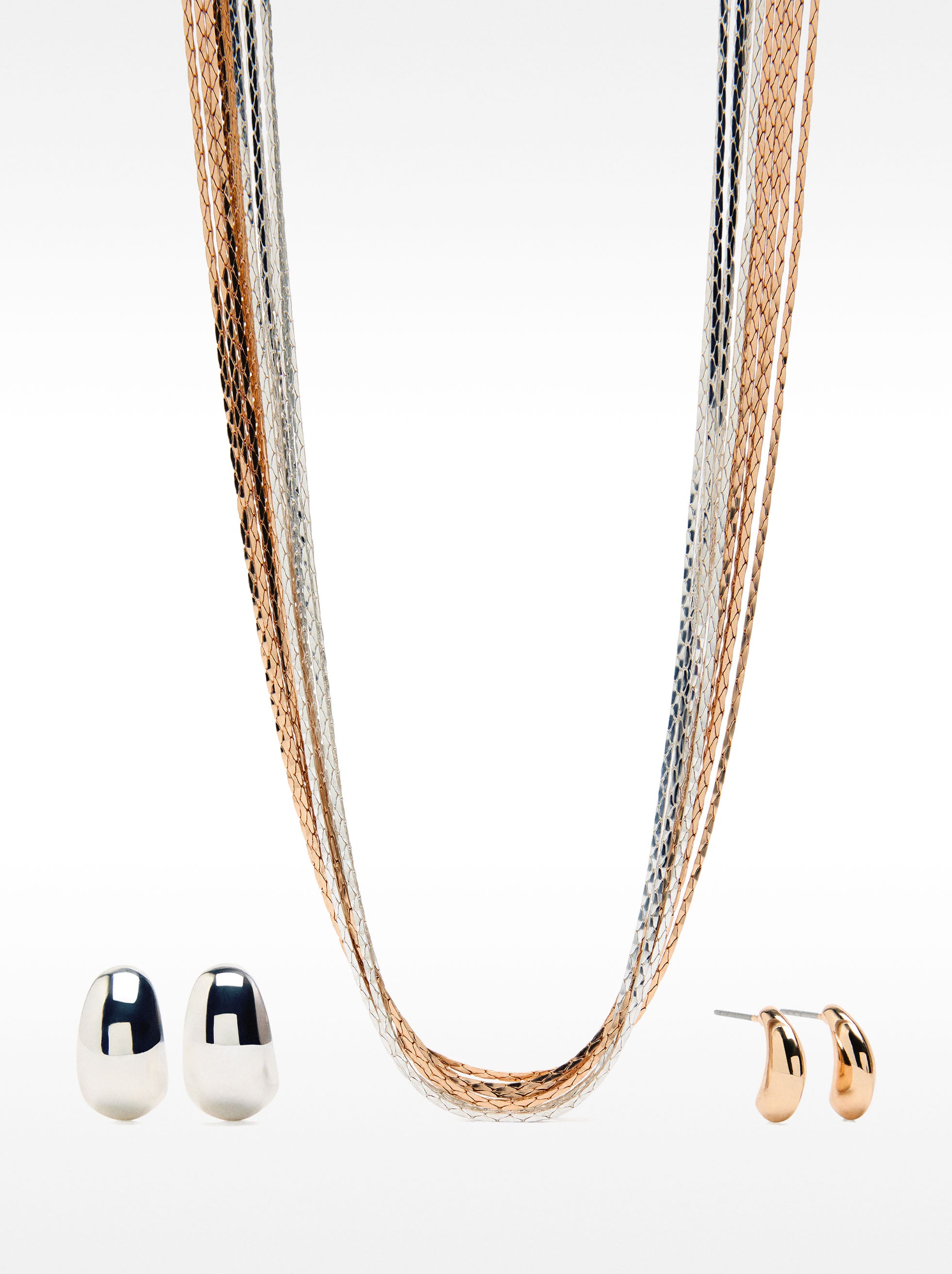 Set De Collar Bicolor Con Pendientes