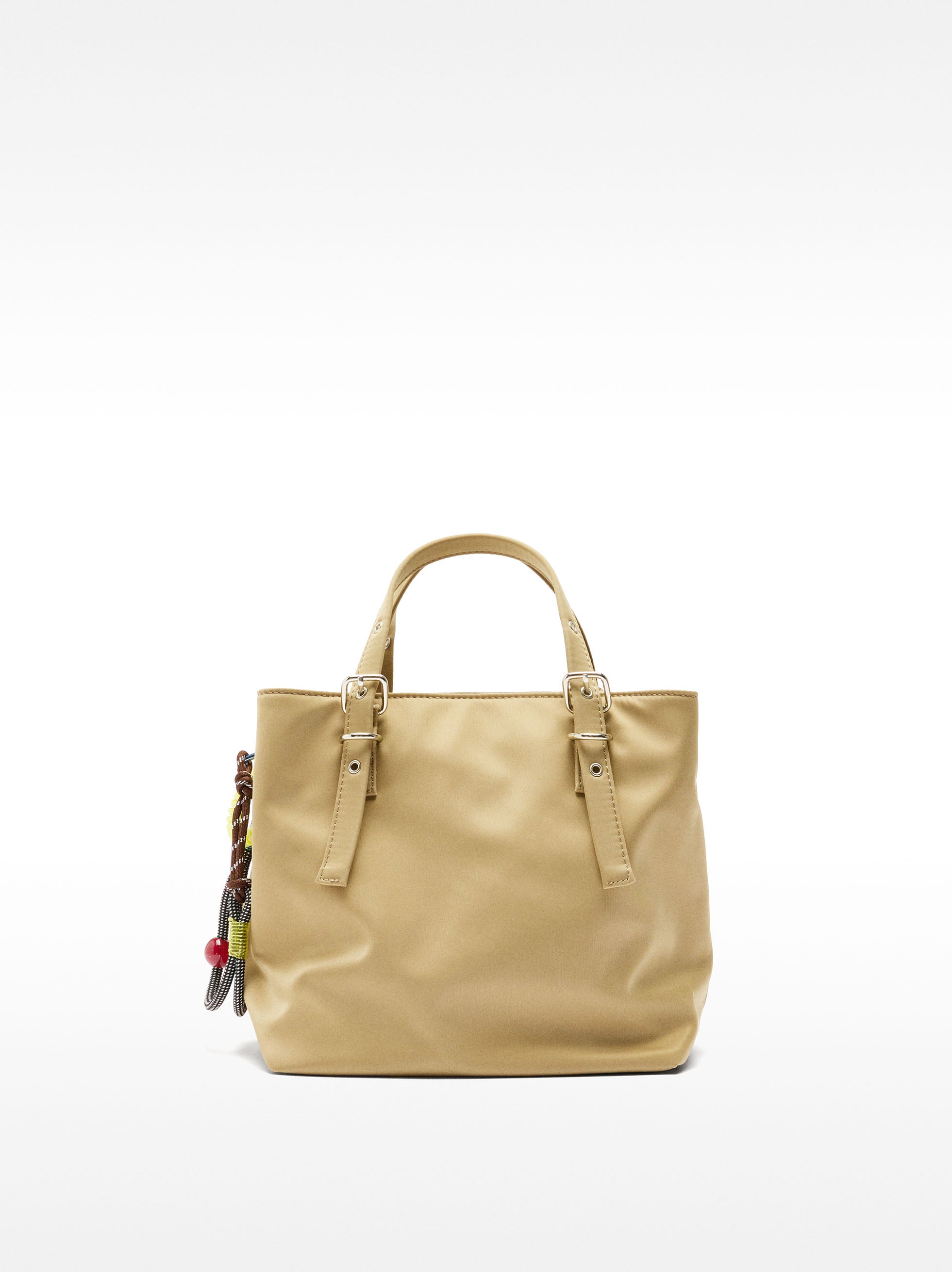 Bolso Tote De Nylon Con Colgante