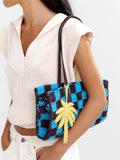 Bolso Tote De Crochet Con Colgante