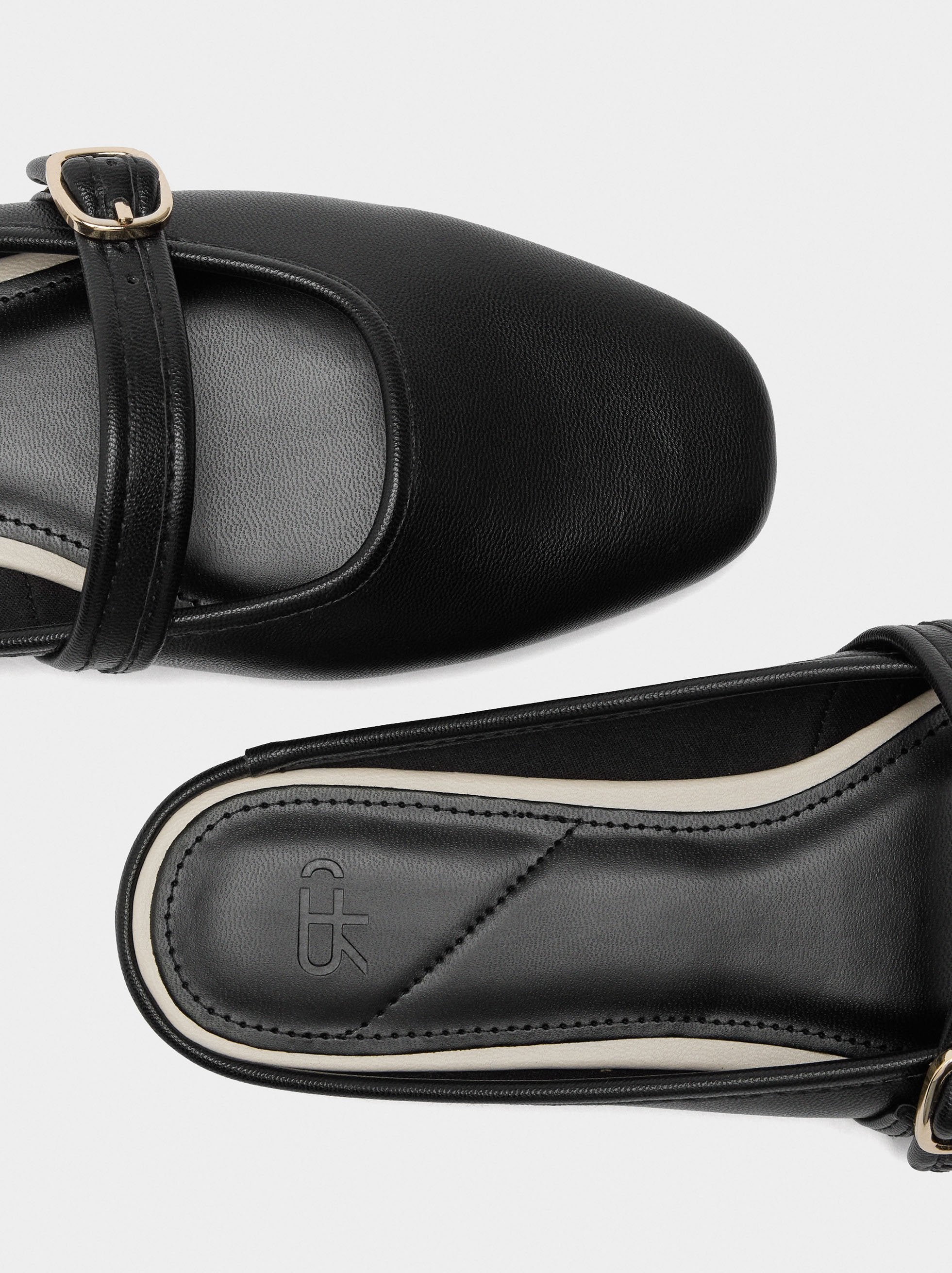 Bailarinas Destalonadas Con Tira Y Hebilla