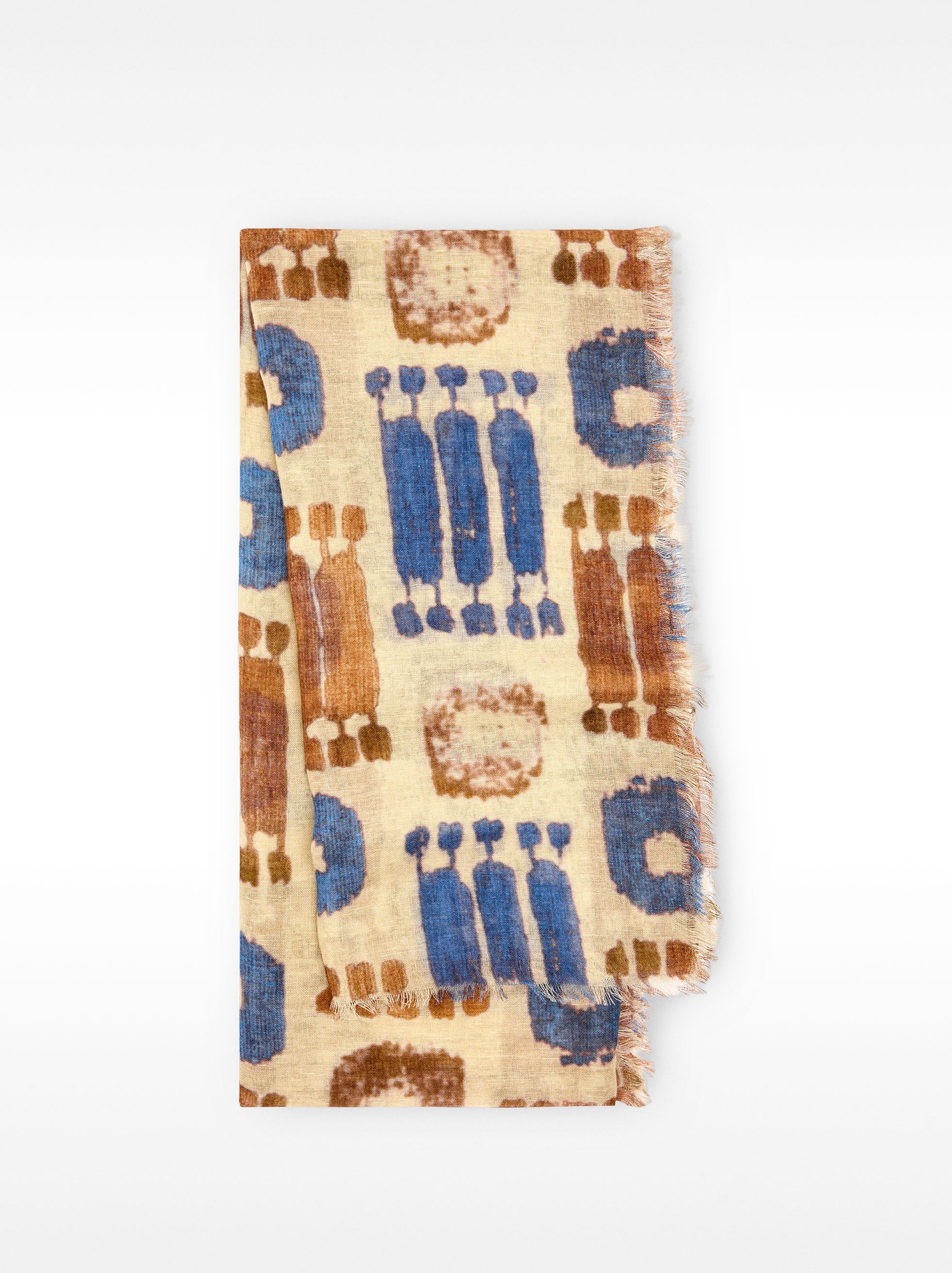 Pañuelo Estampado De Lino Y Algodón