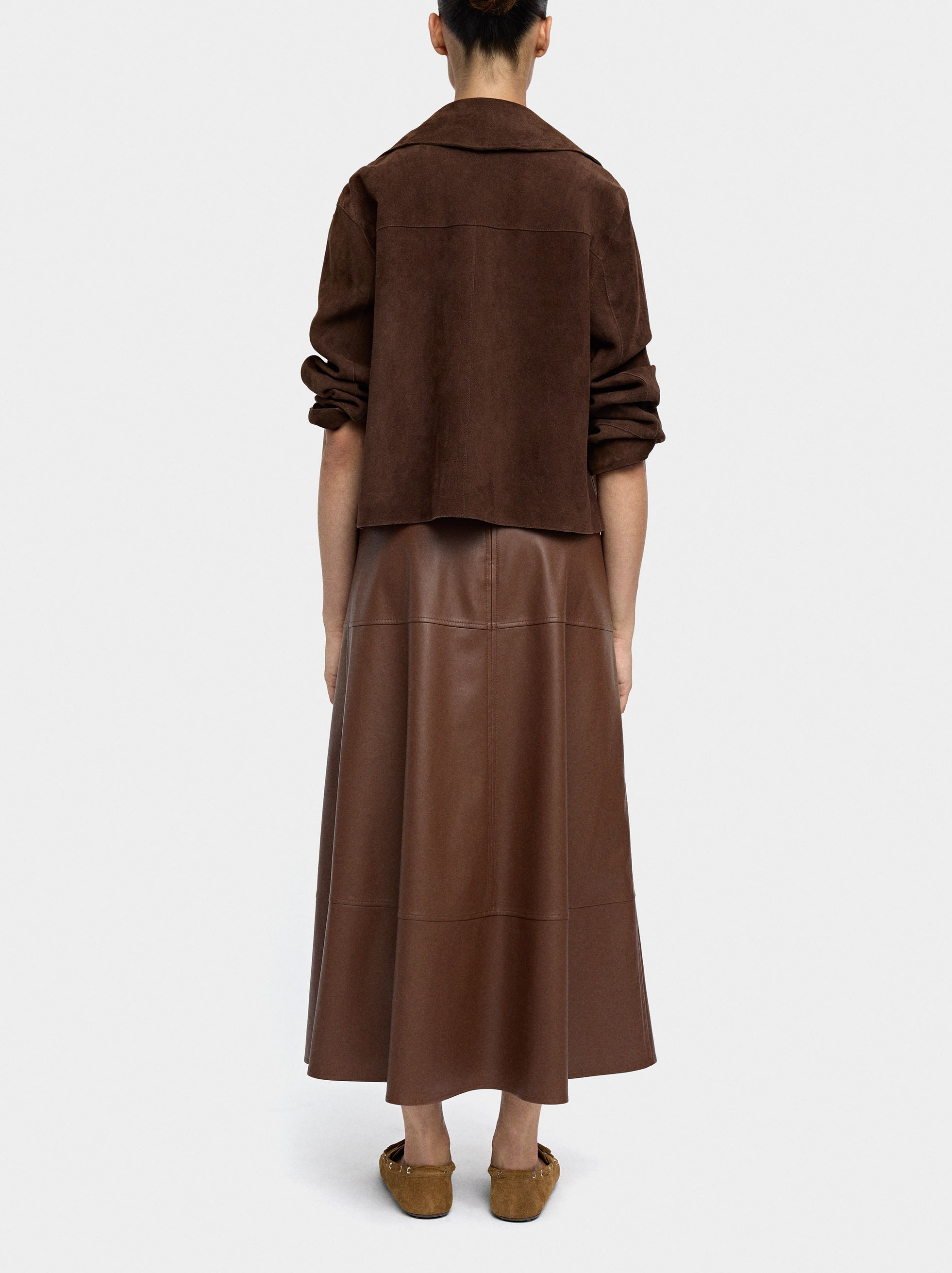 Falda Larga Efecto Piel