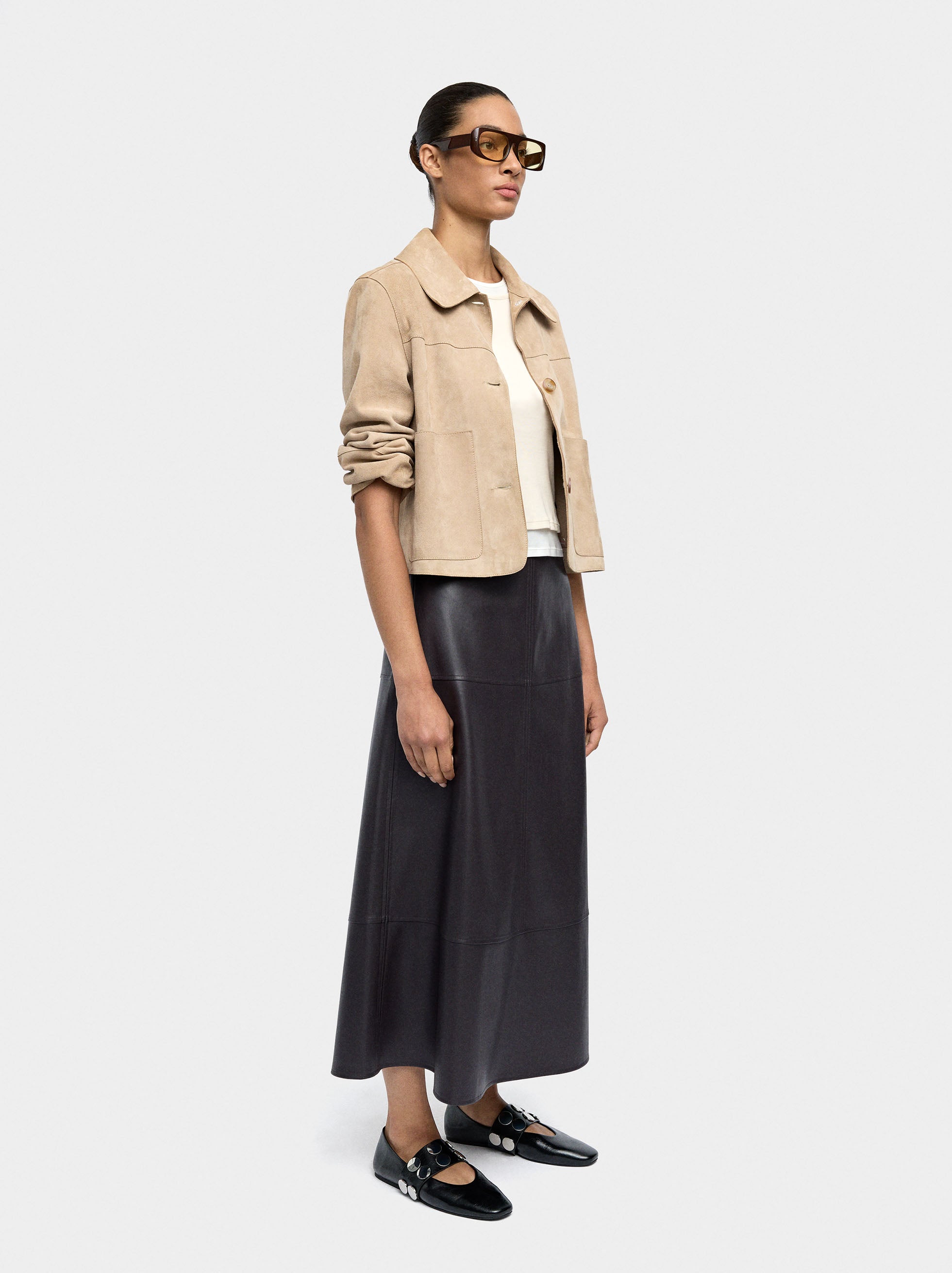 Falda Larga Efecto Piel