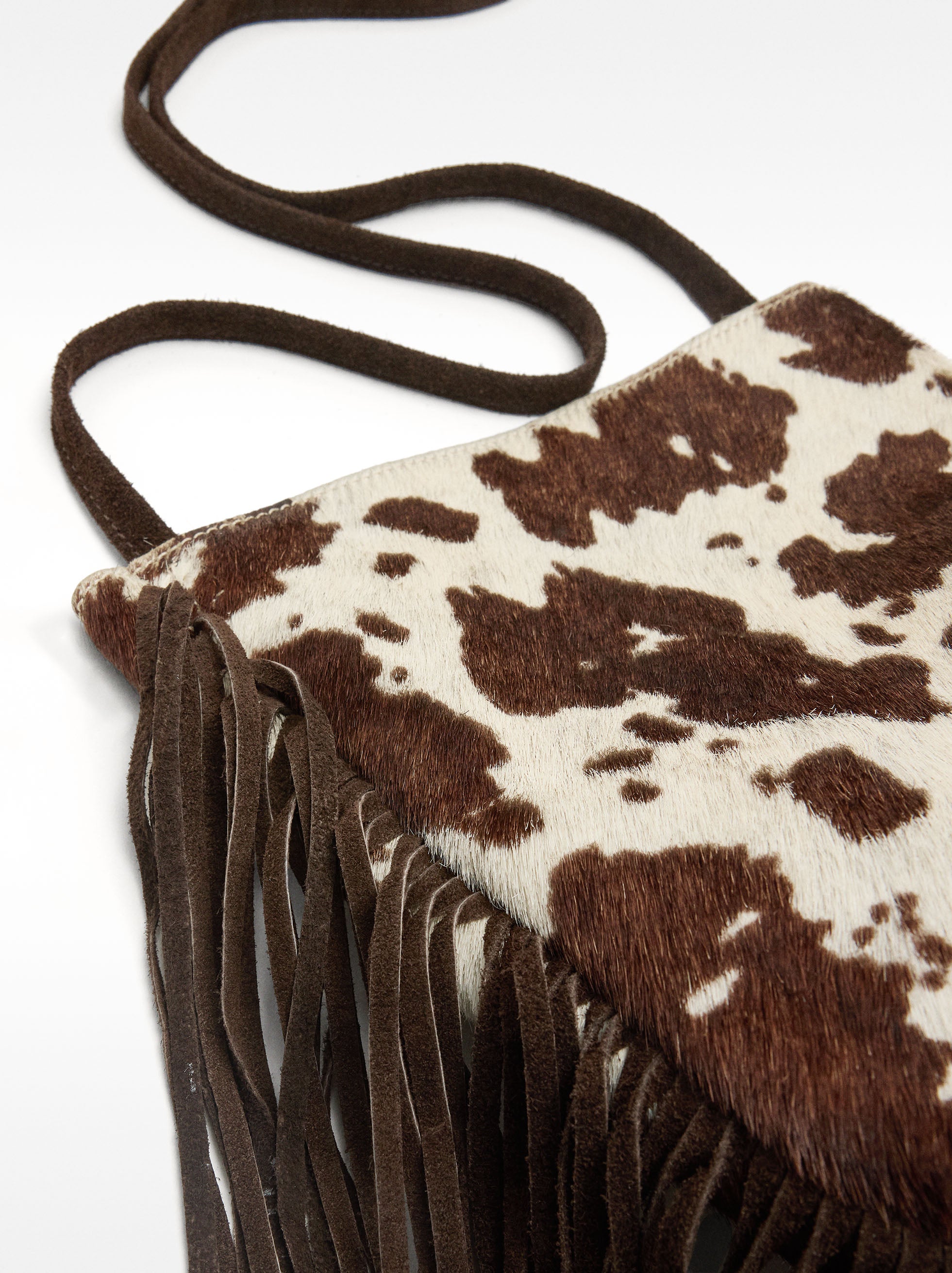 Bolso Bombonera De Piel Con Flecos