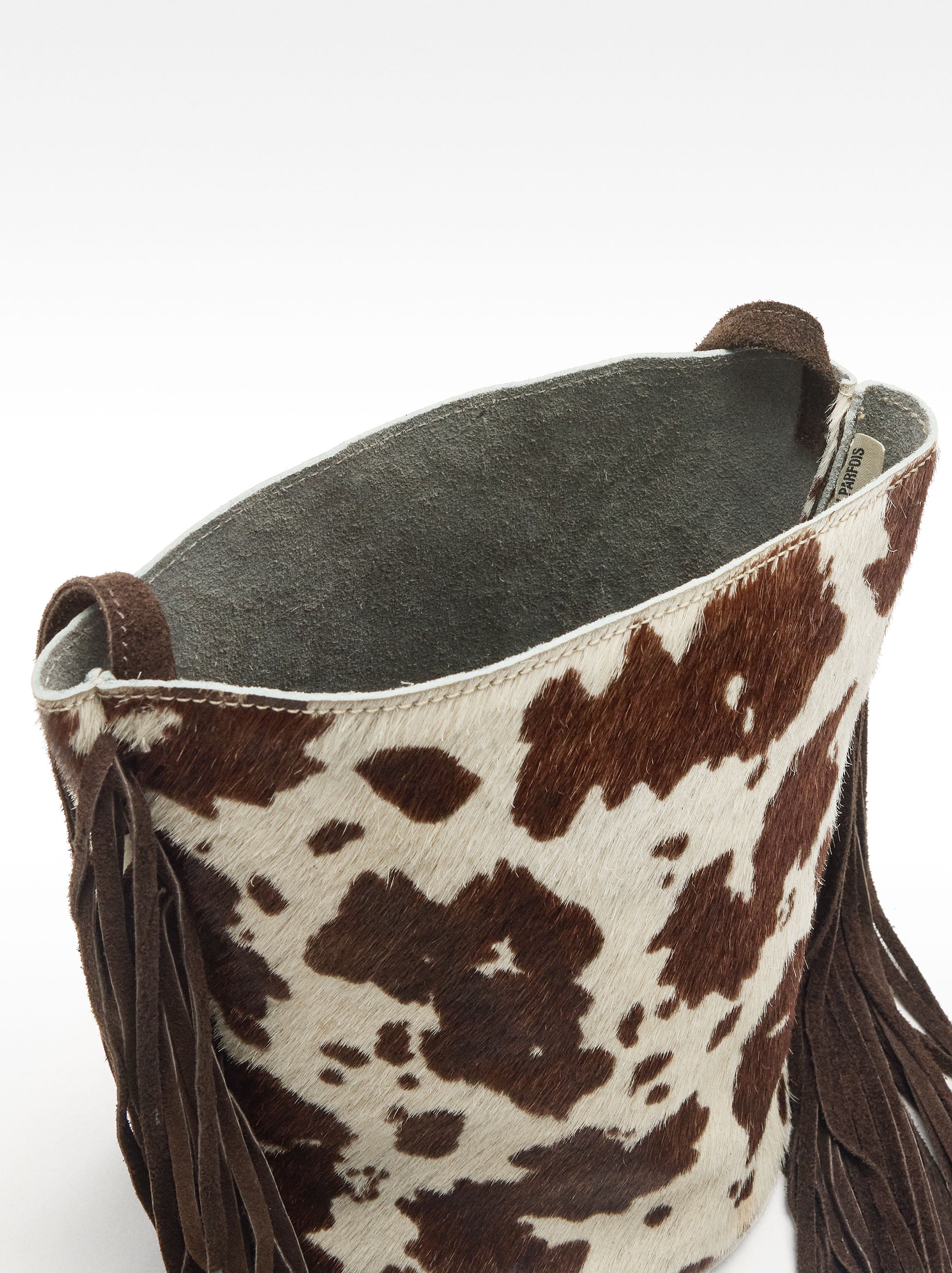 Bolso Bombonera De Piel Con Flecos