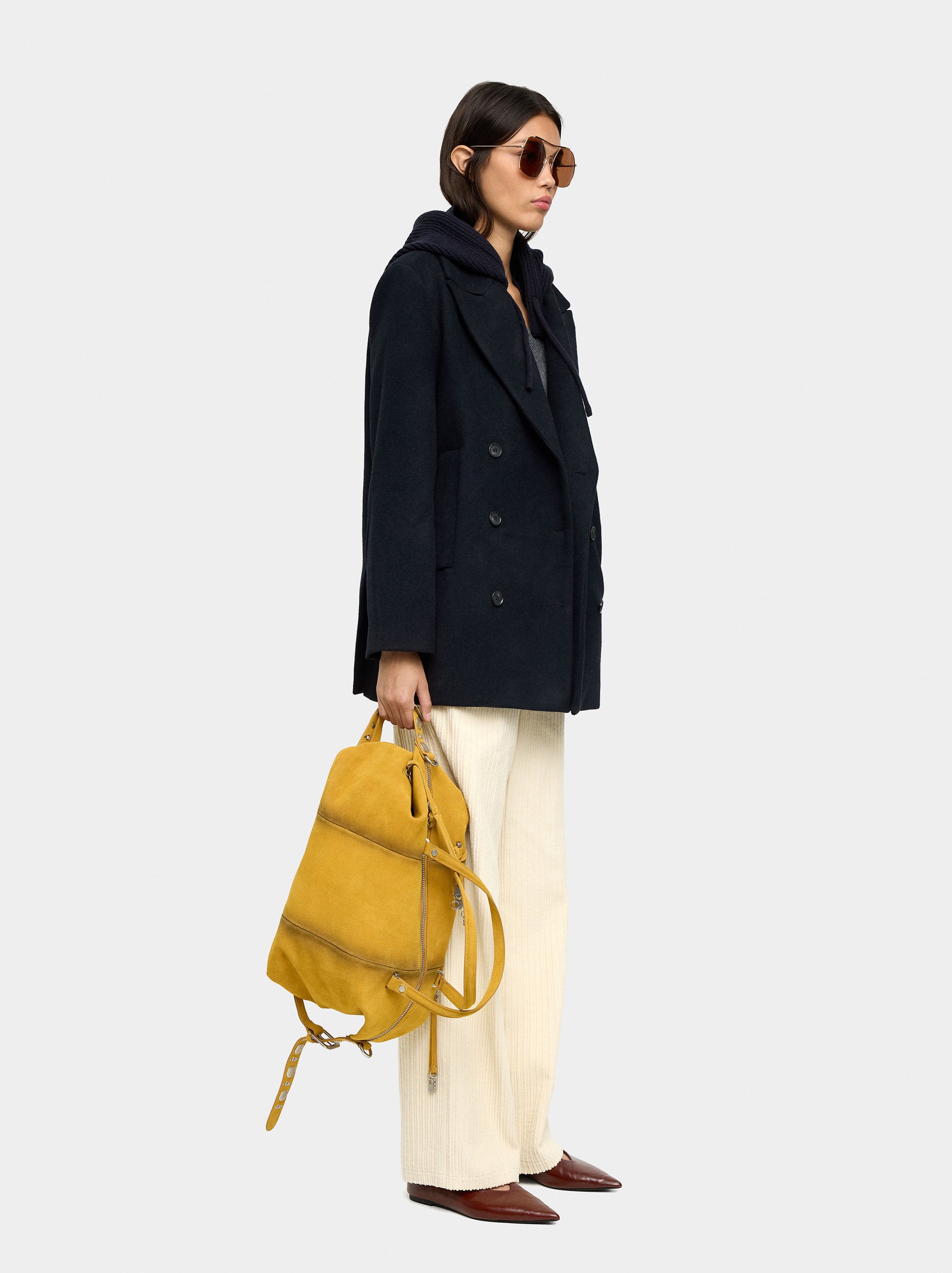 Chaqueta Mezcla De Lana Con Capucha Removible