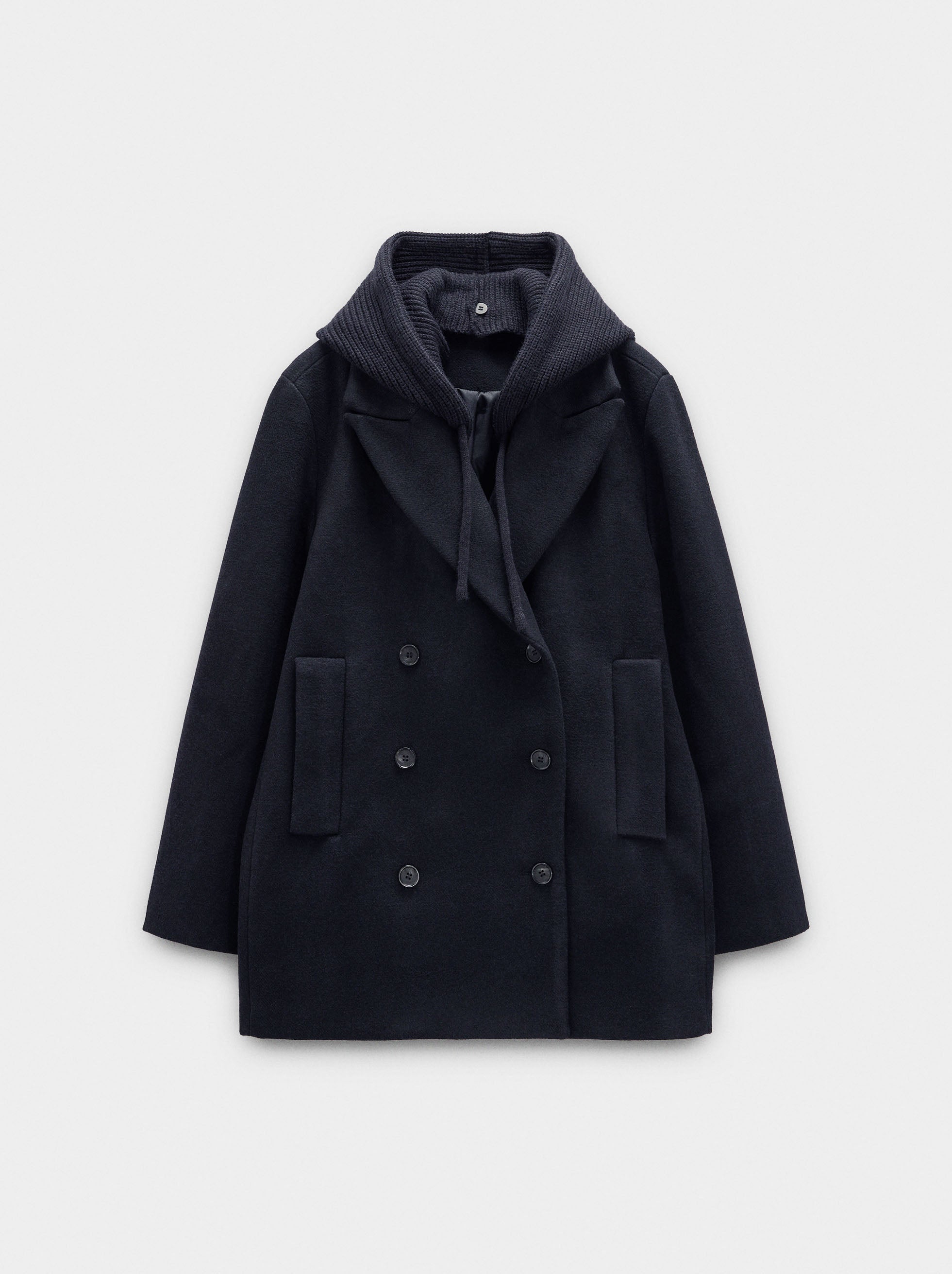 Chaqueta Mezcla De Lana Con Capucha Removible