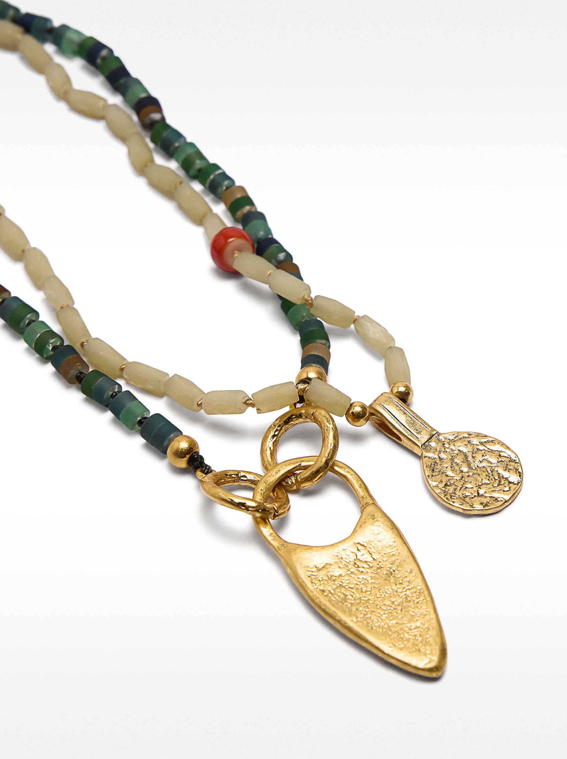 Set Collares De Abalorios De Piedra Y Cerámica