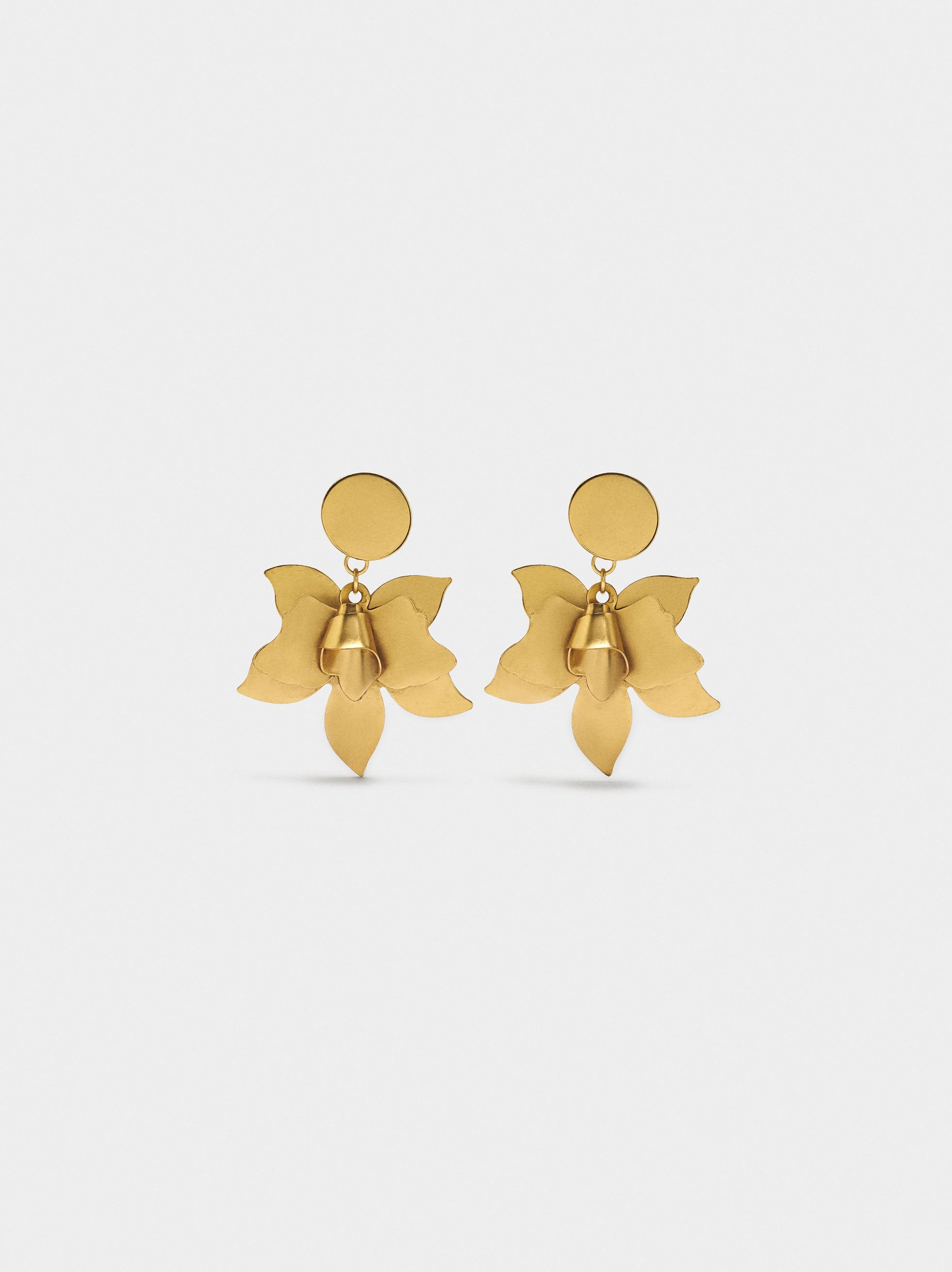 Pendientes Maxi De Flor Dorada