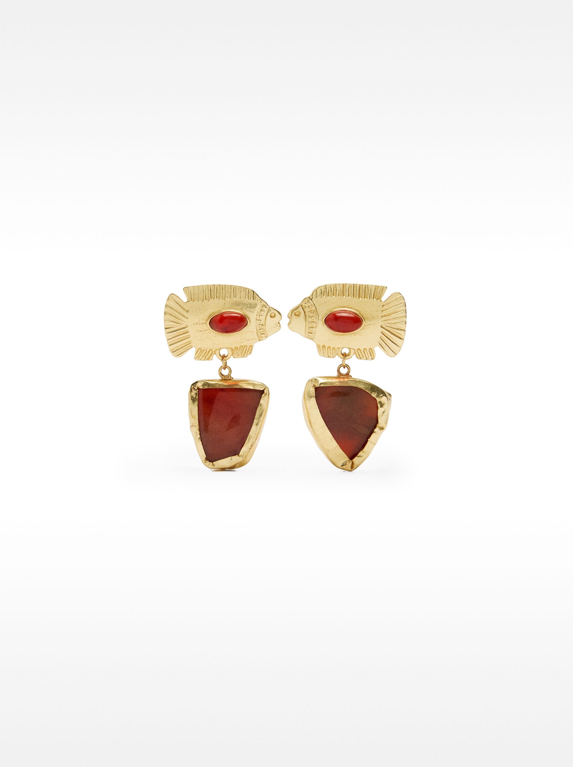 Pendientes De Peces Con Piedra