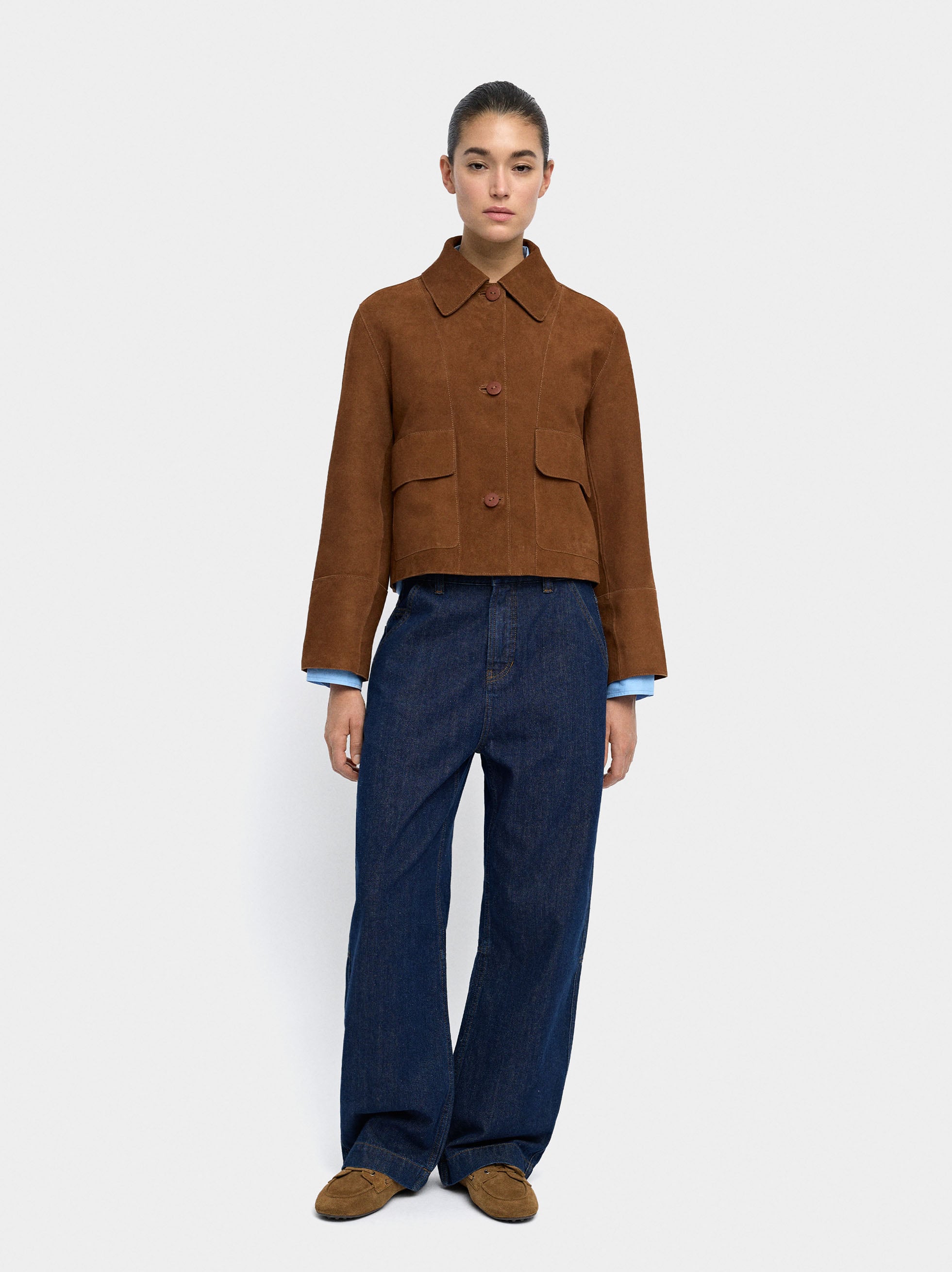 Chaqueta De Piel Con Bolsillos