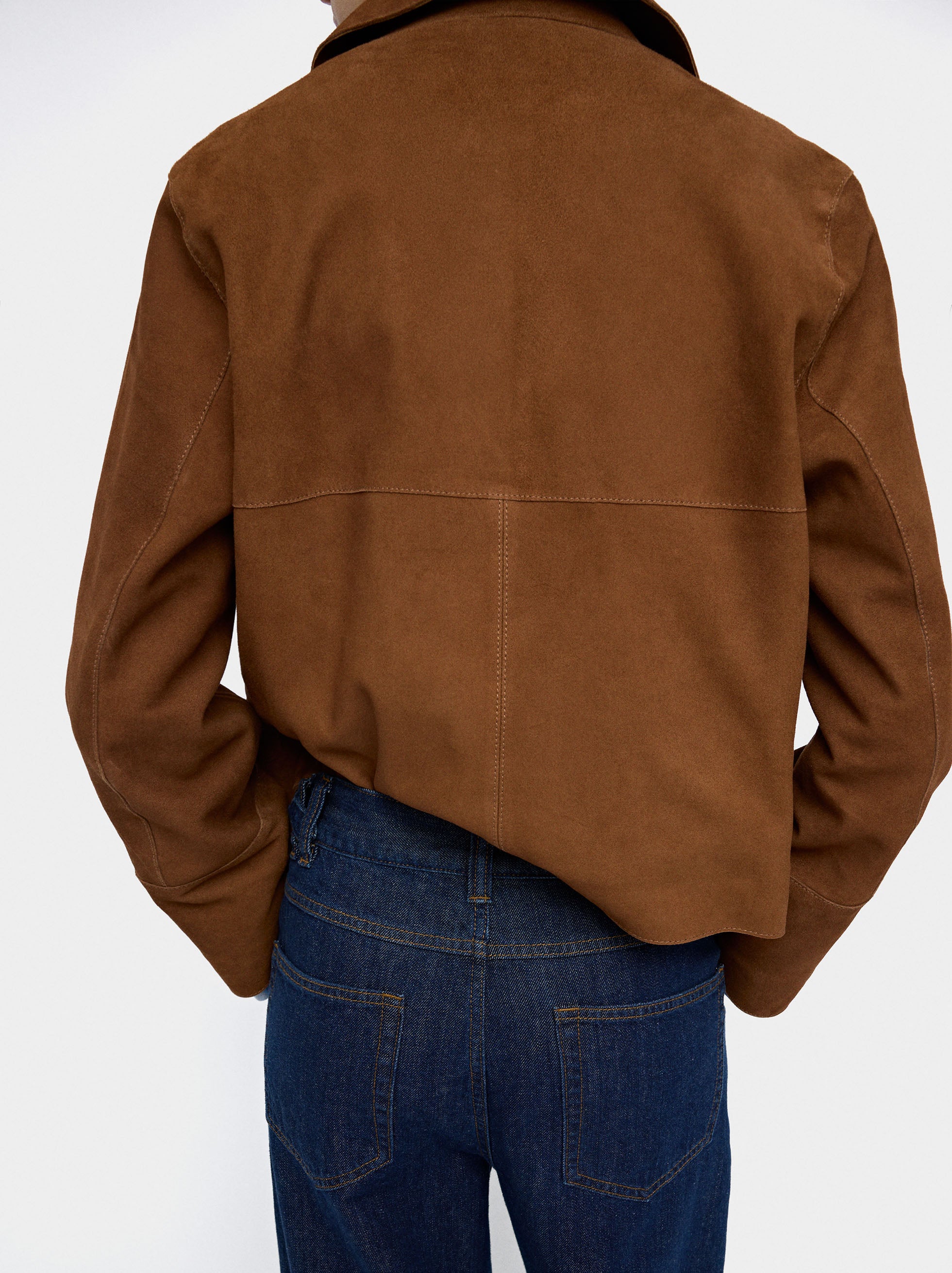 Chaqueta De Piel Con Bolsillos