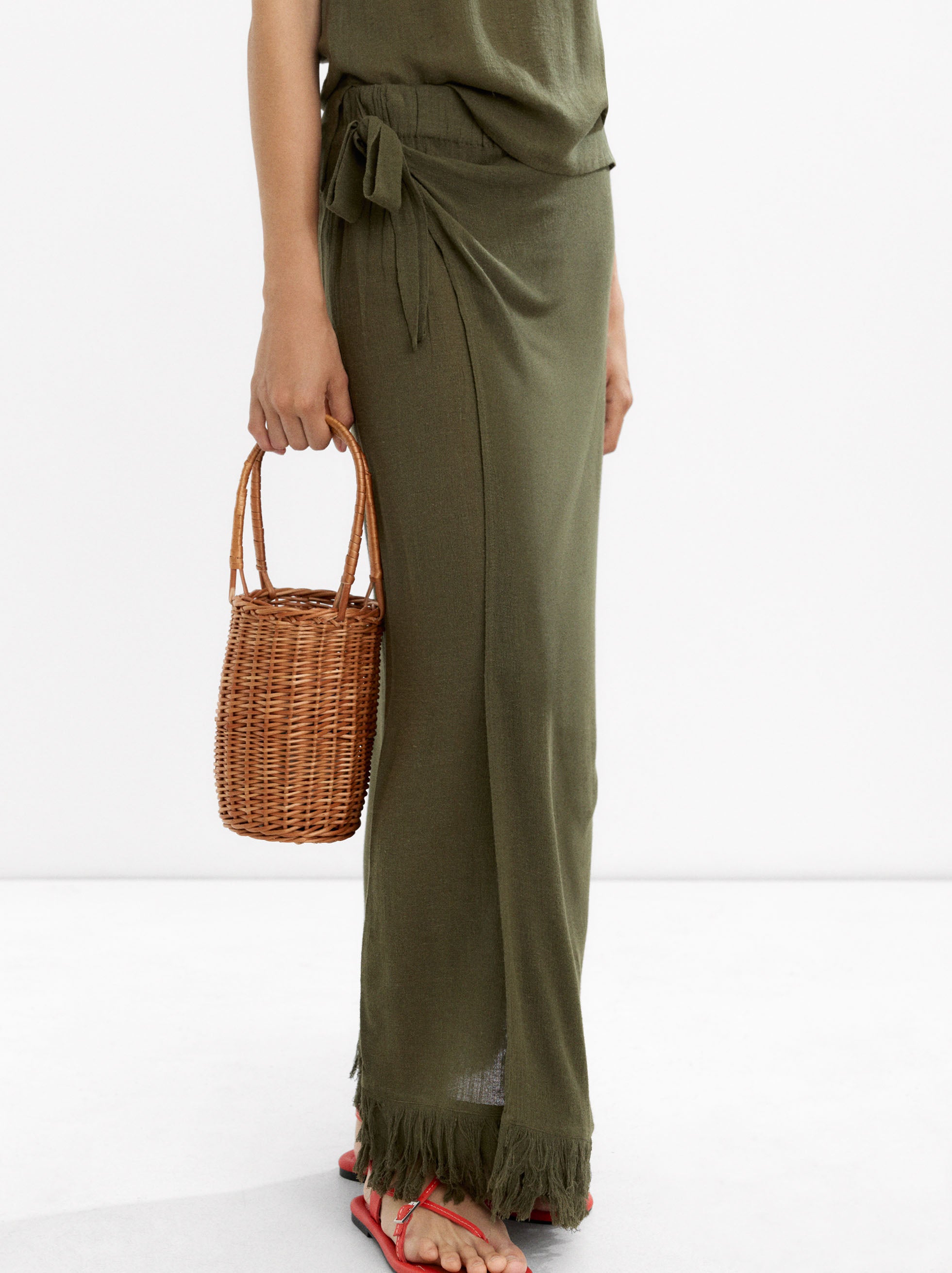 Falda Larga Mezcla De Lino