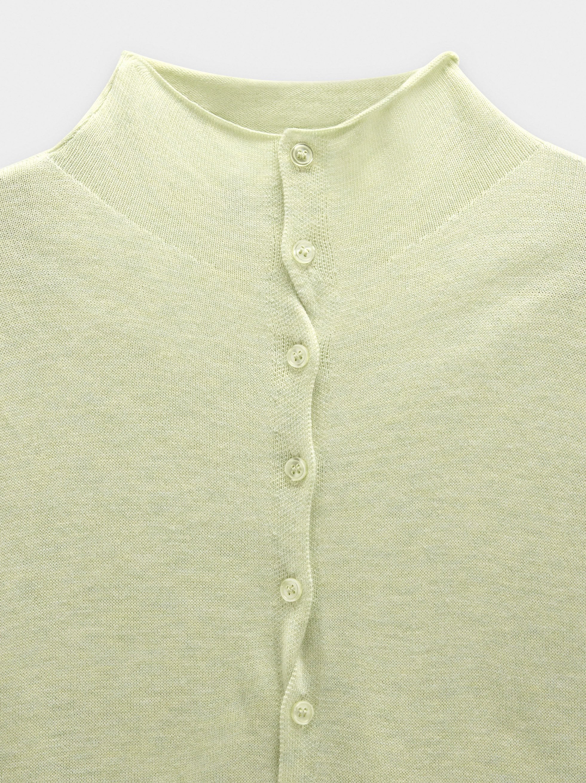 Cárdigan De Malla De Cuello Alto
