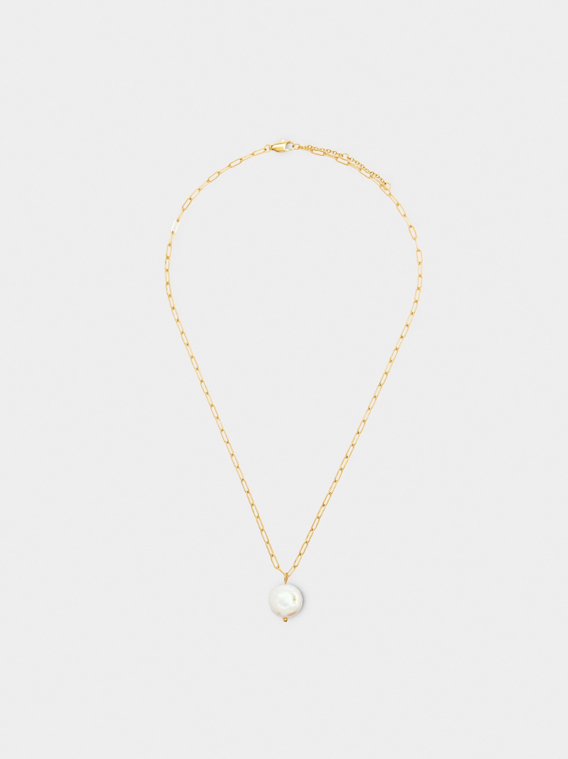 Collar De Eslabones Con Perla - Acero Inoxidable