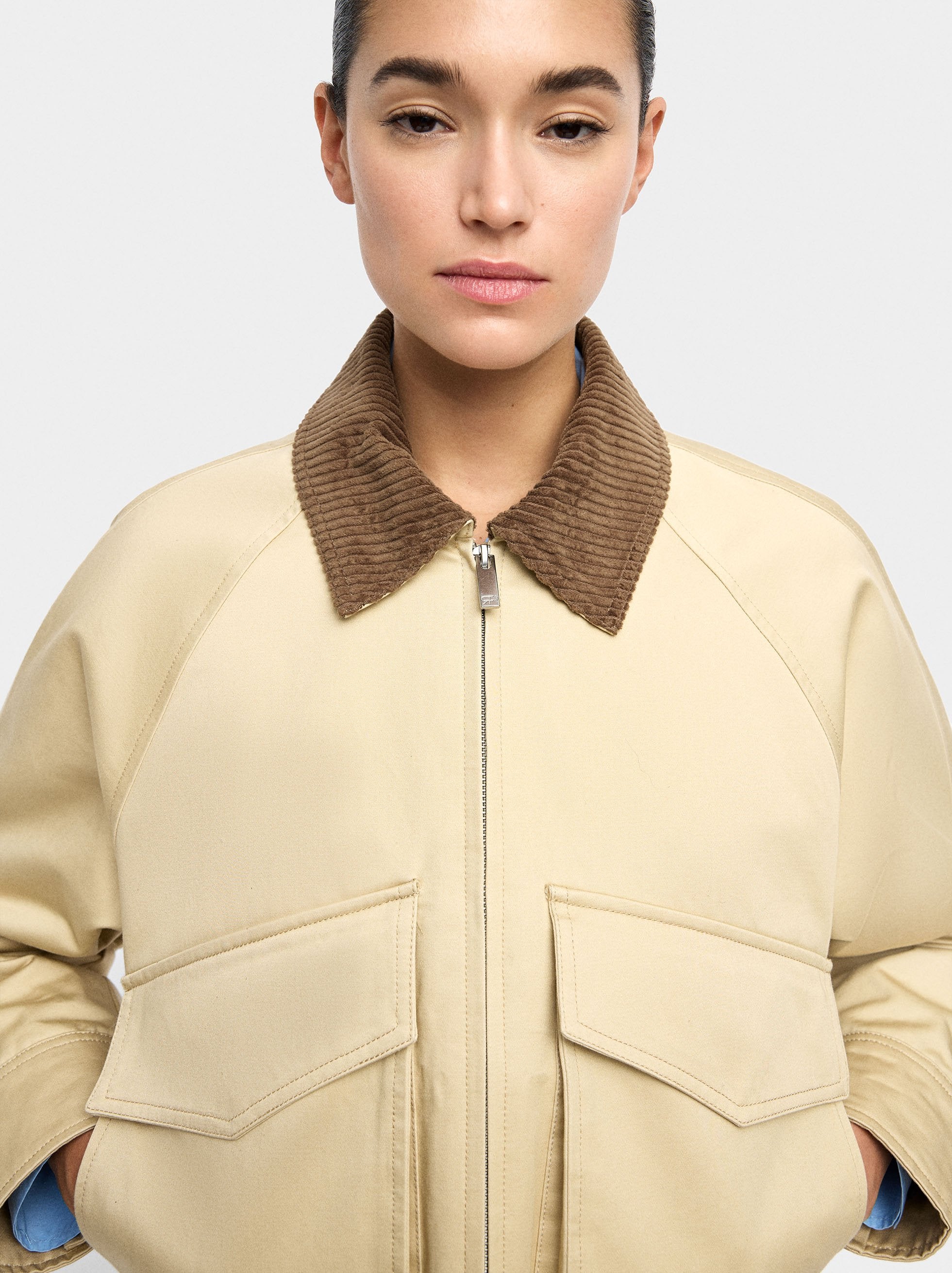 Chaqueta Cuello En Contraste 100% Algodón