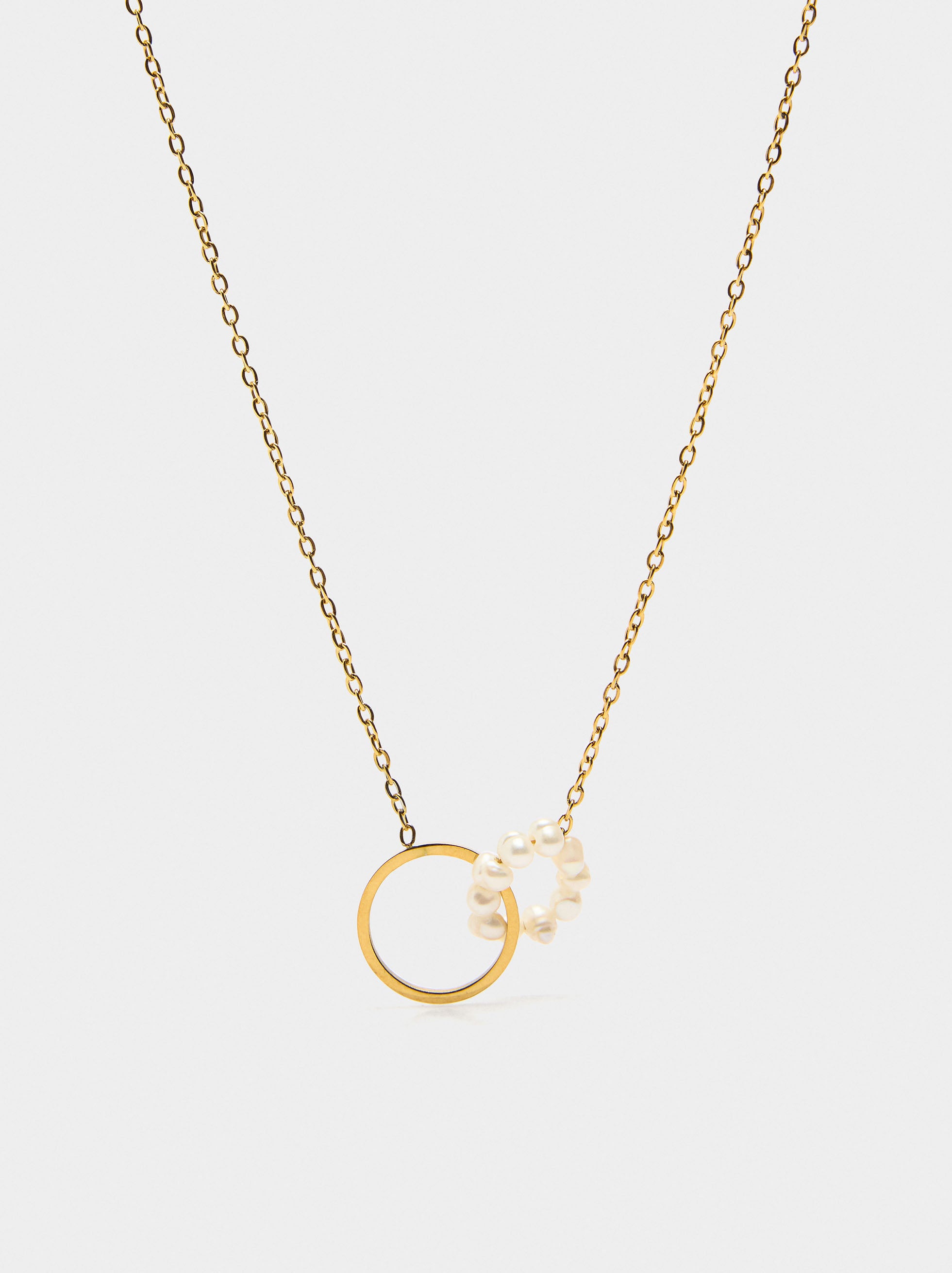 Collar Con Perlas De Agua Dulce - Acero Inoxidable