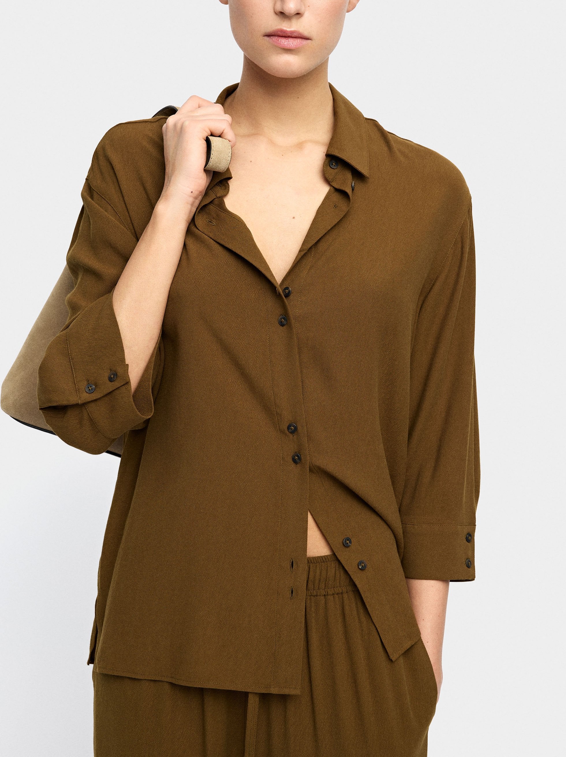 Camisa De Lyocell Con Botones Dobles