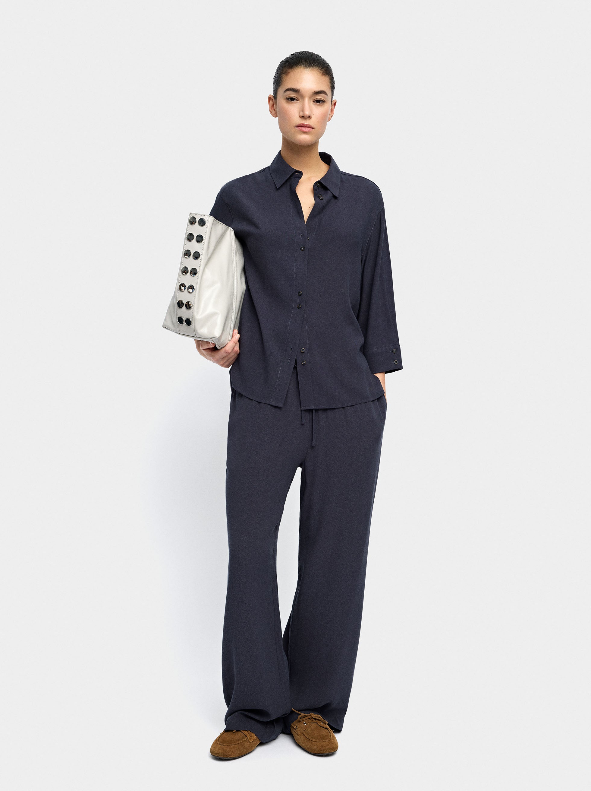 Camisa De Lyocell Con Botones Dobles