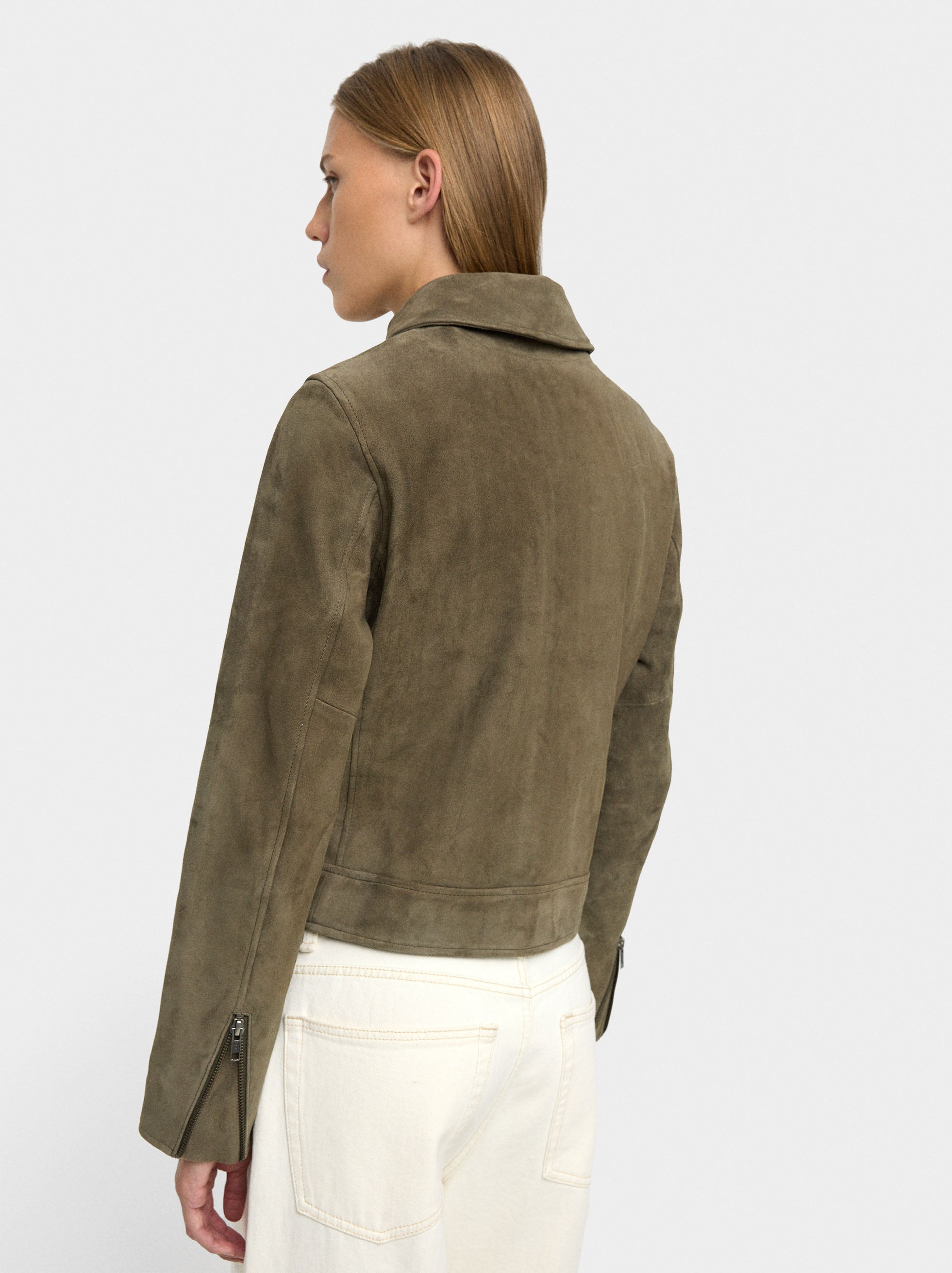 Chaqueta De Piel Con Cremallera