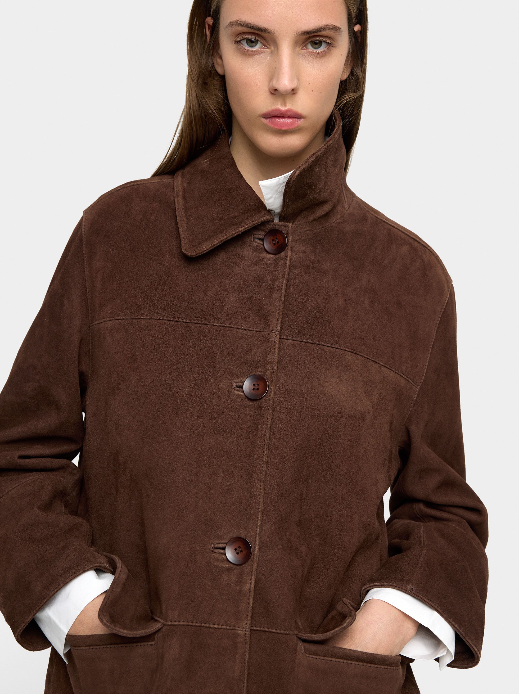 Chaqueta De Piel Con Bolsillos