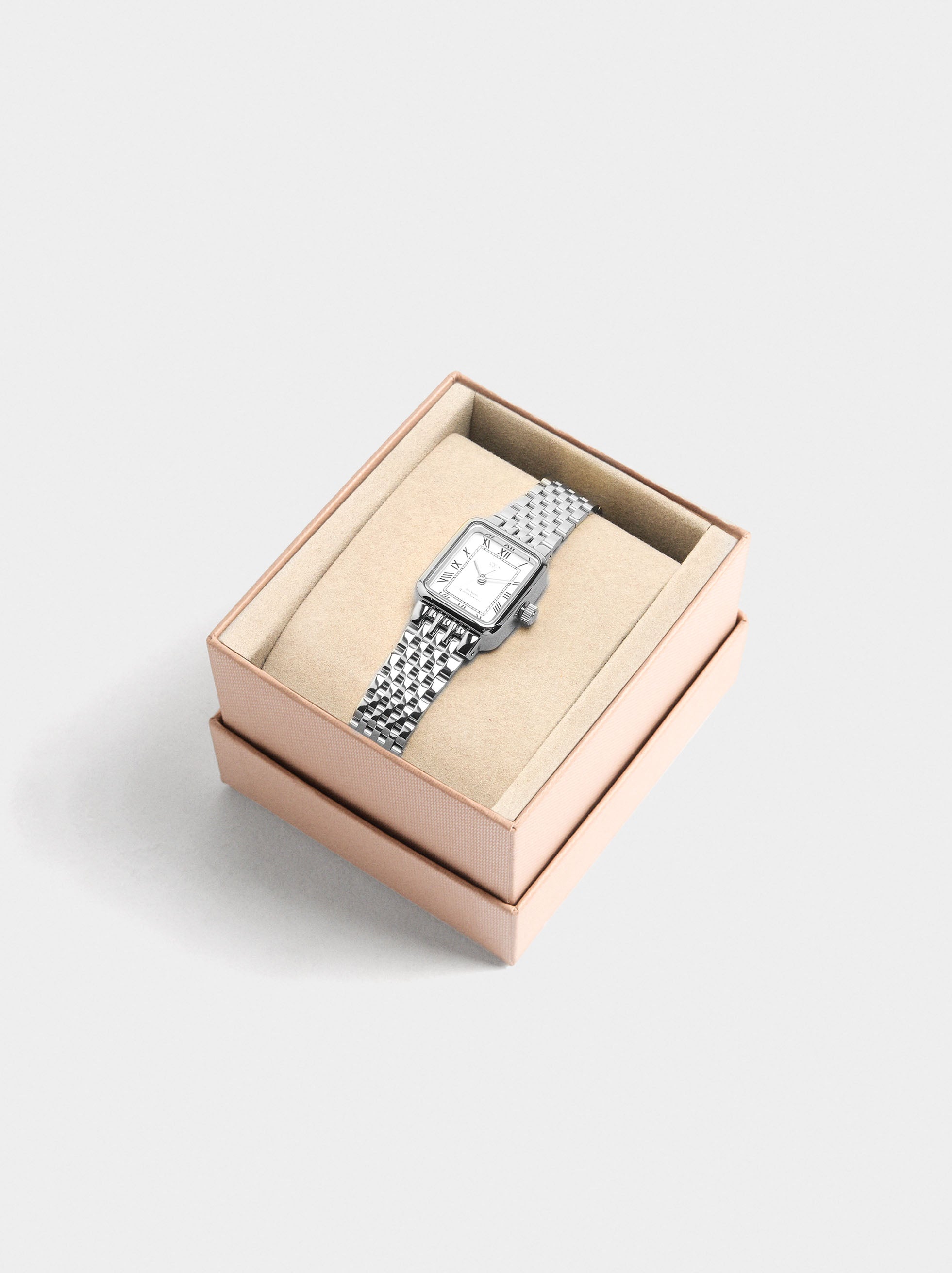 Reloj Rectangular Pulsera De Acero Inoxidable