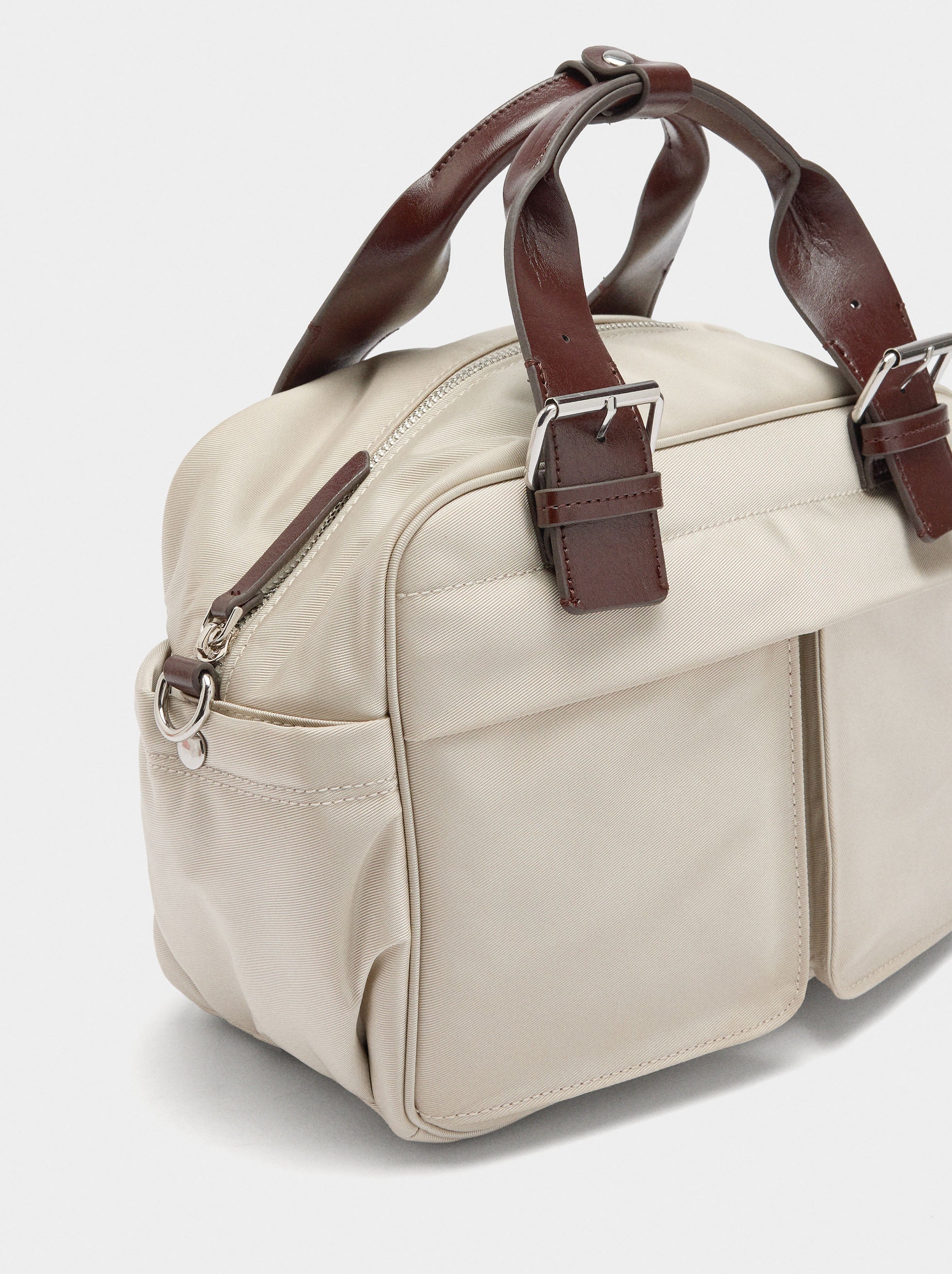 Bolso Tote De Nylon Con Bandolera