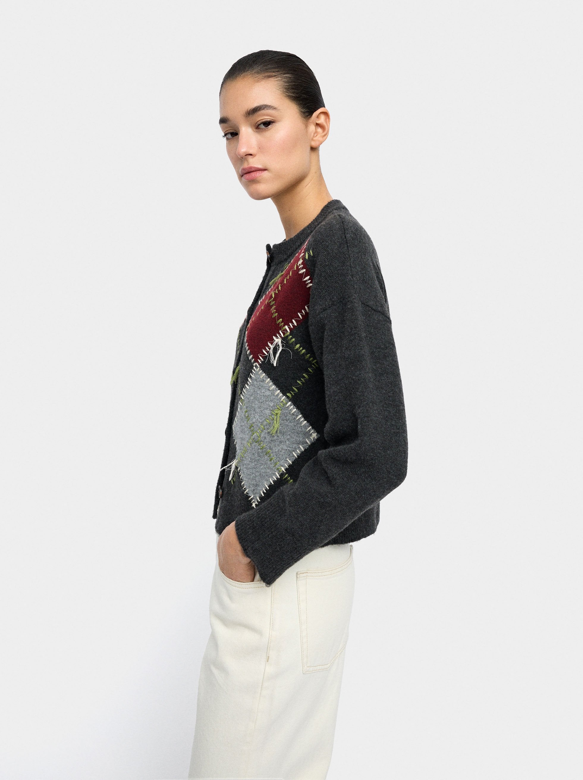 Cárdigan De Punto Con Rombos