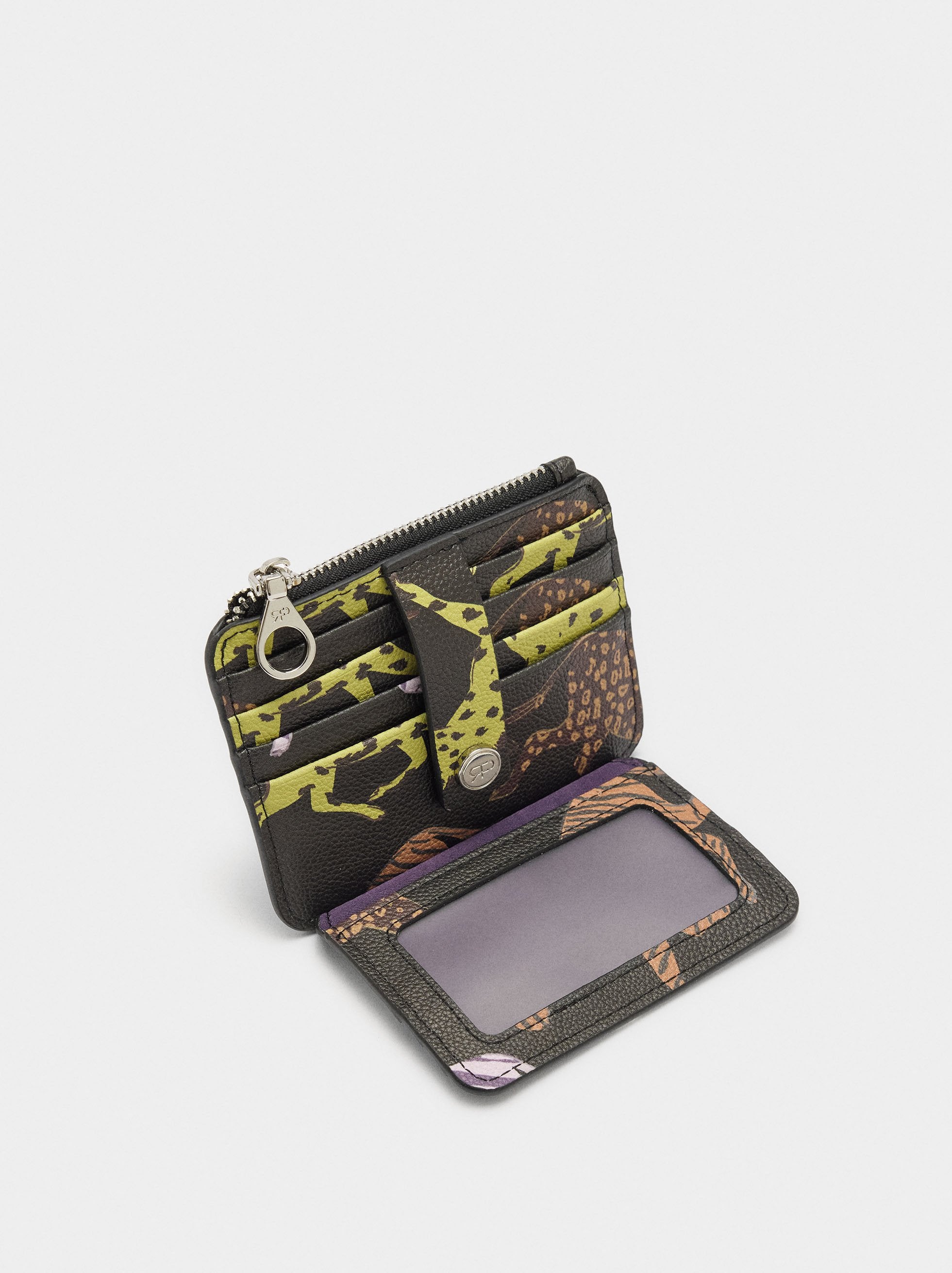 Tarjetero Estampado Con Textura