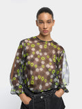 Blusa Semitransparente Con Estampado Floral