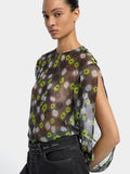 Blusa Semitransparente Con Estampado Floral