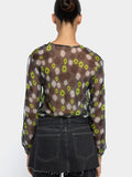 Blusa Semitransparente Con Estampado Floral